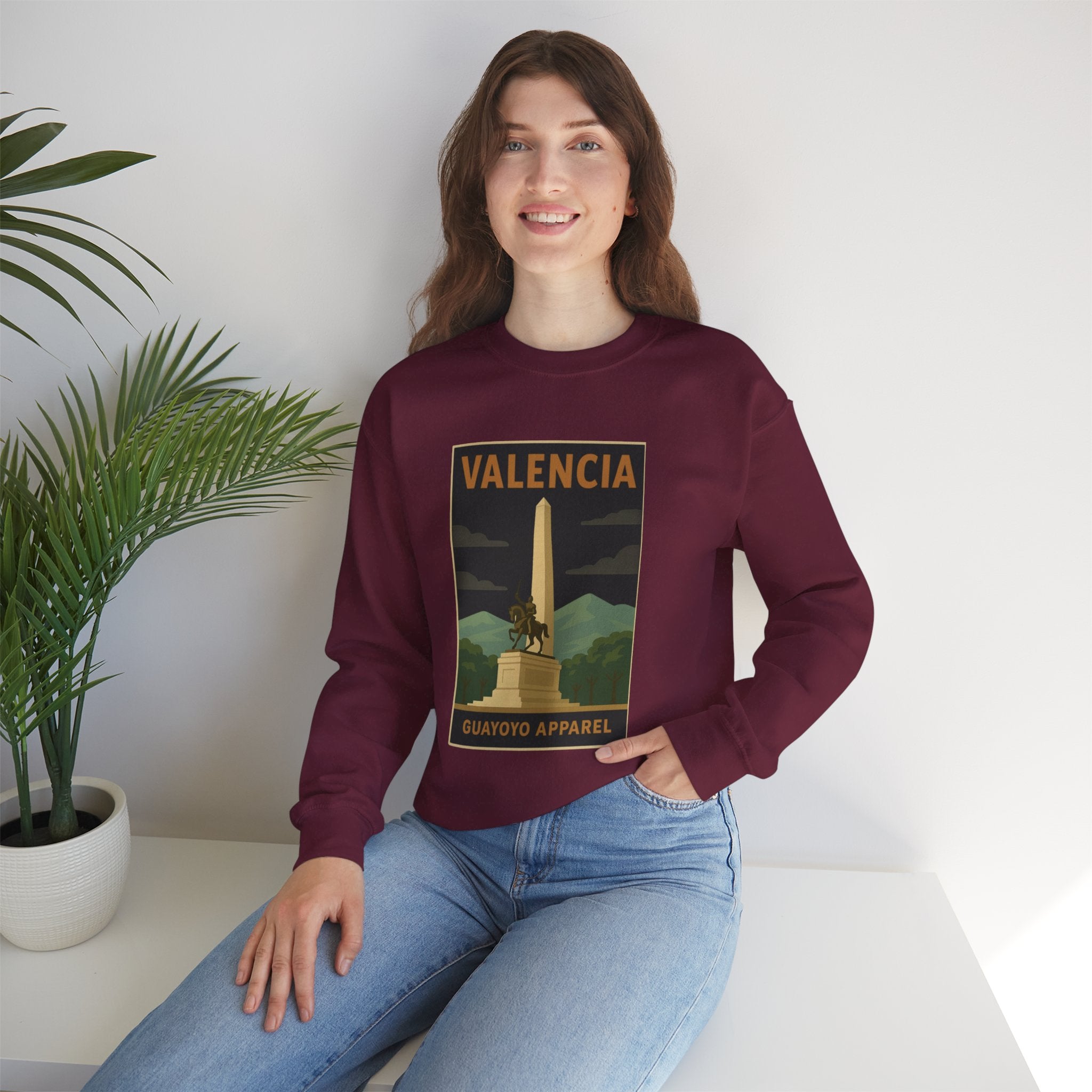 Valencia Monument Crewneck Sweatshirt — Vintage City Landmark Graphic