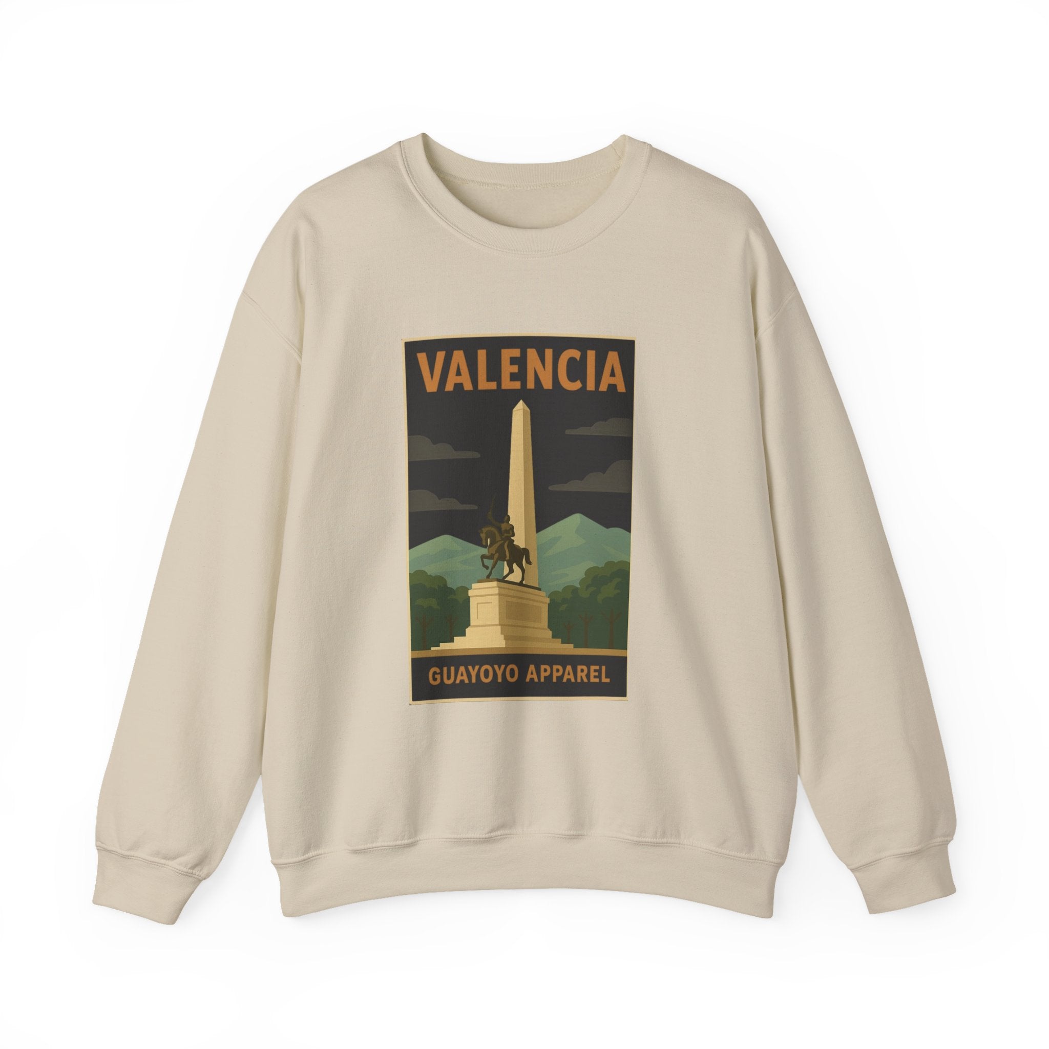 Valencia Monument Crewneck Sweatshirt — Vintage City Landmark Graphic
