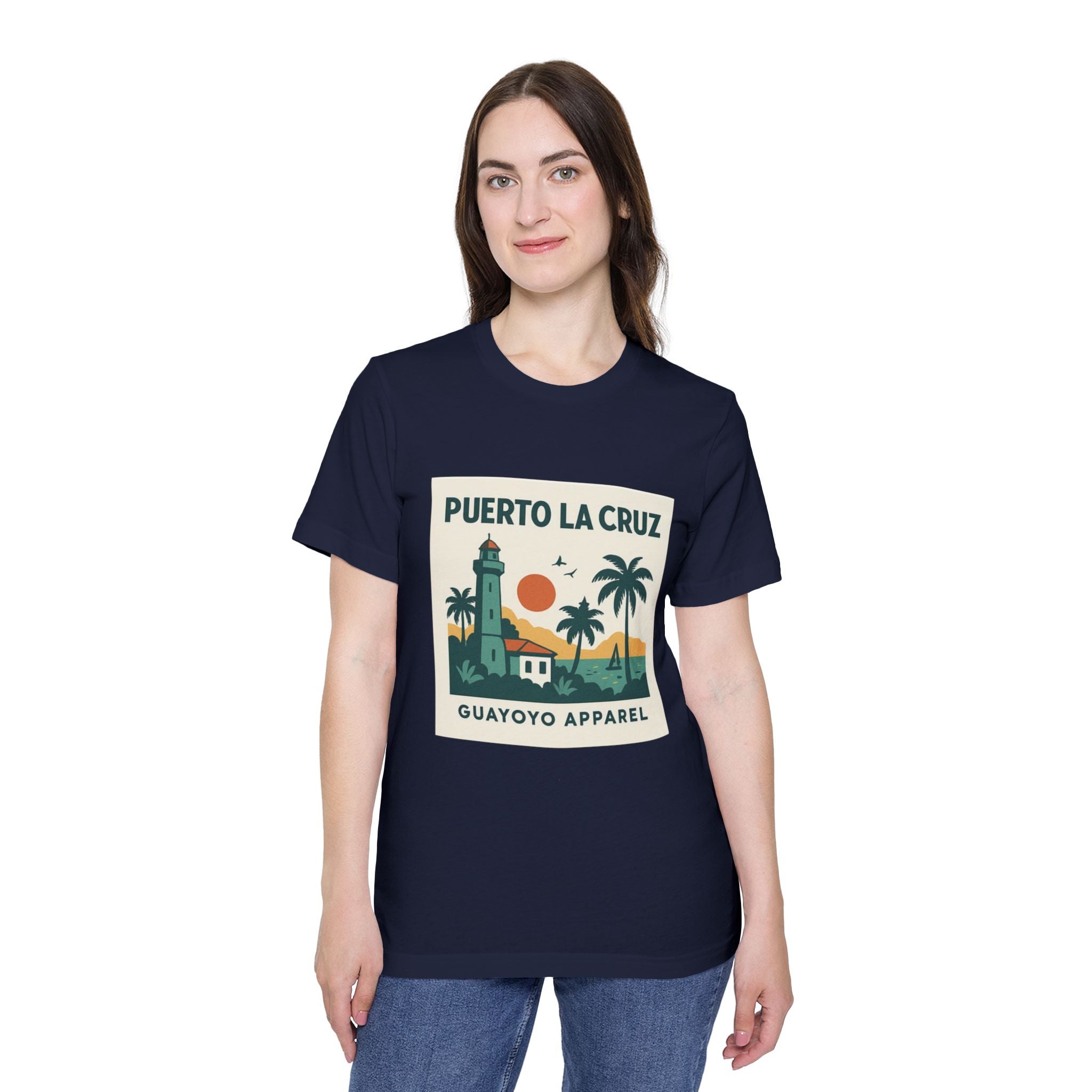 Puerto La Cruz Lighthouse T-Shirt — Retro Beach Graphic Tee by Guayoyo Apparel