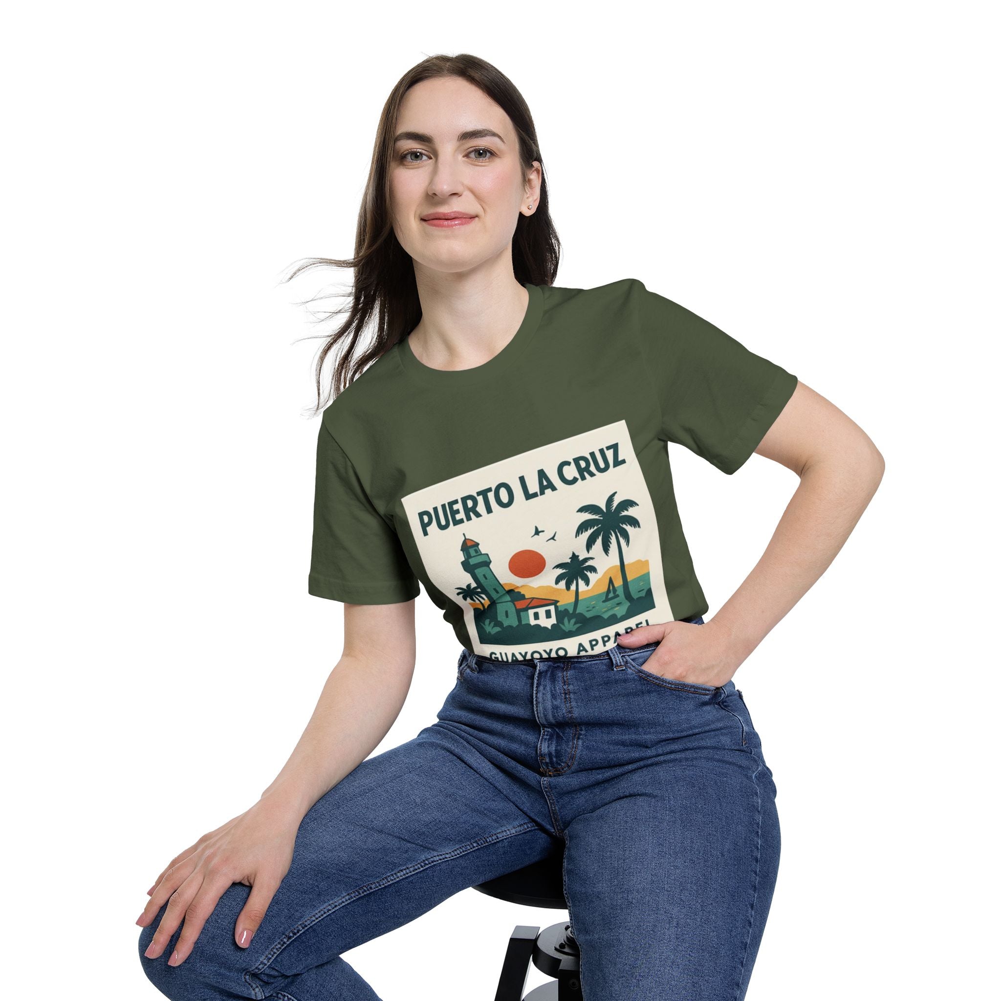 Puerto La Cruz Lighthouse T-Shirt — Retro Beach Graphic Tee by Guayoyo Apparel