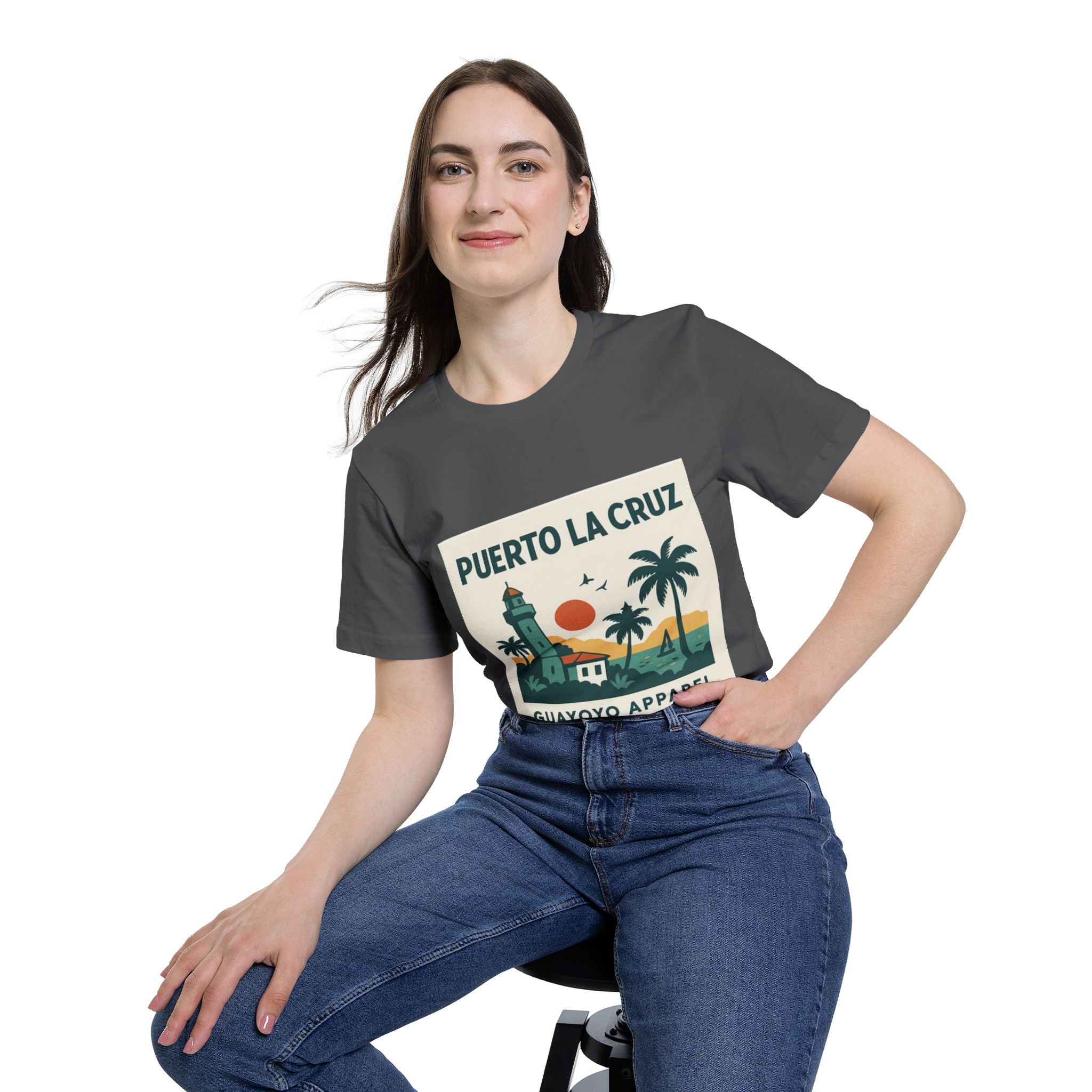 Puerto La Cruz Lighthouse T-Shirt — Retro Beach Graphic Tee by Guayoyo Apparel