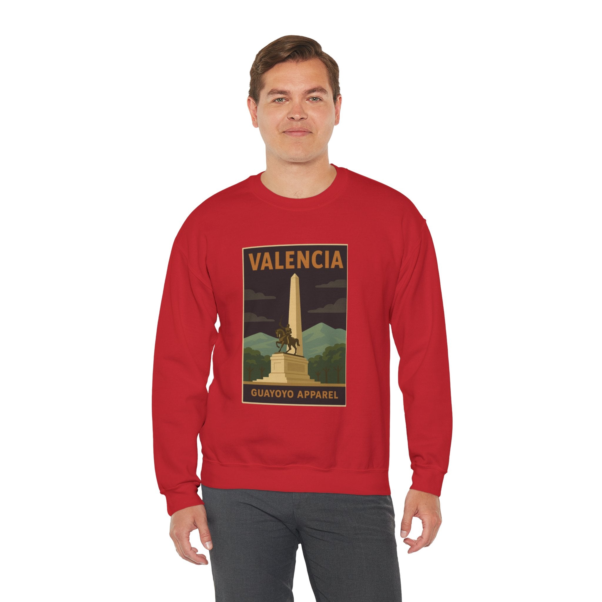 Valencia Monument Crewneck Sweatshirt — Vintage City Landmark Graphic