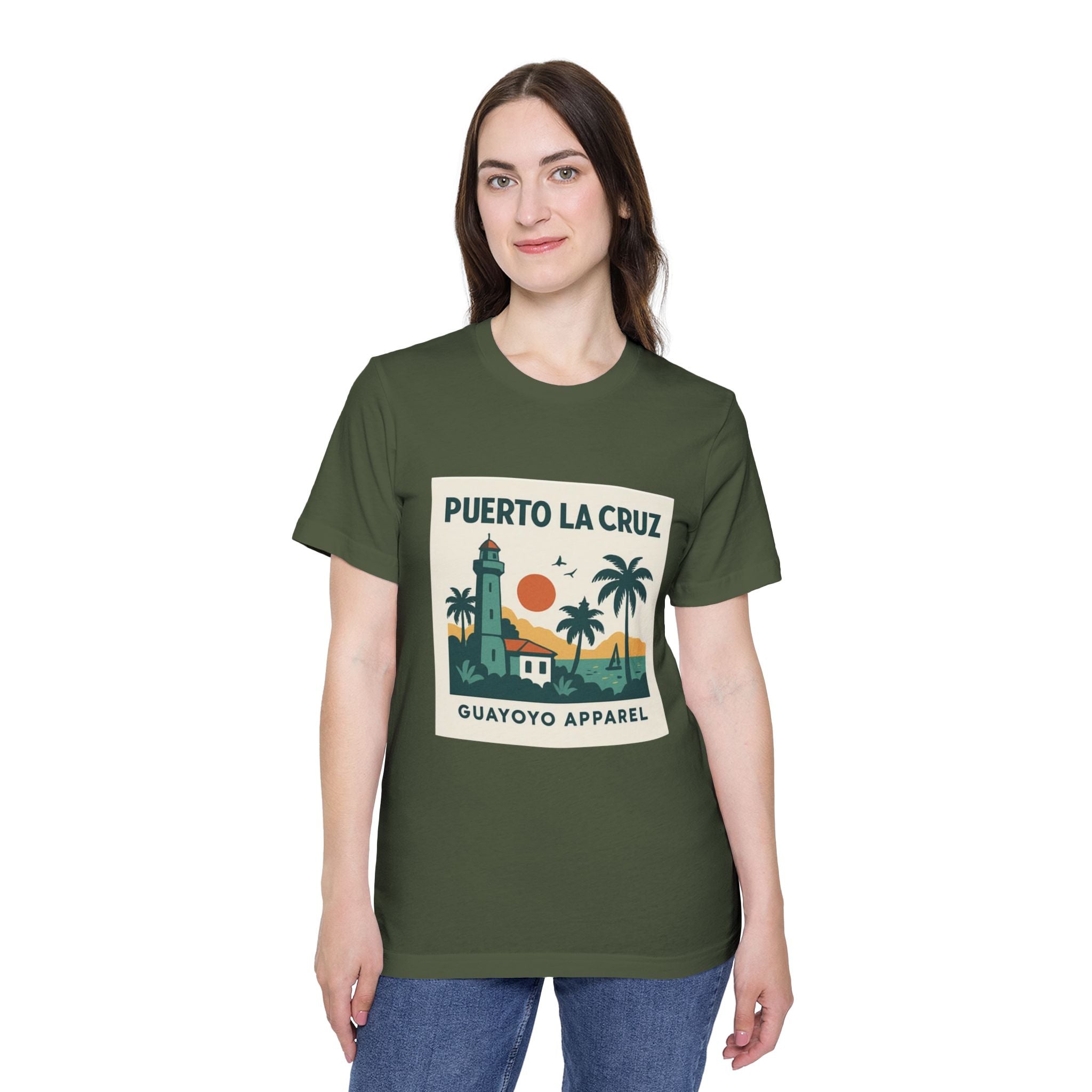 Puerto La Cruz Lighthouse T-Shirt — Retro Beach Graphic Tee by Guayoyo Apparel