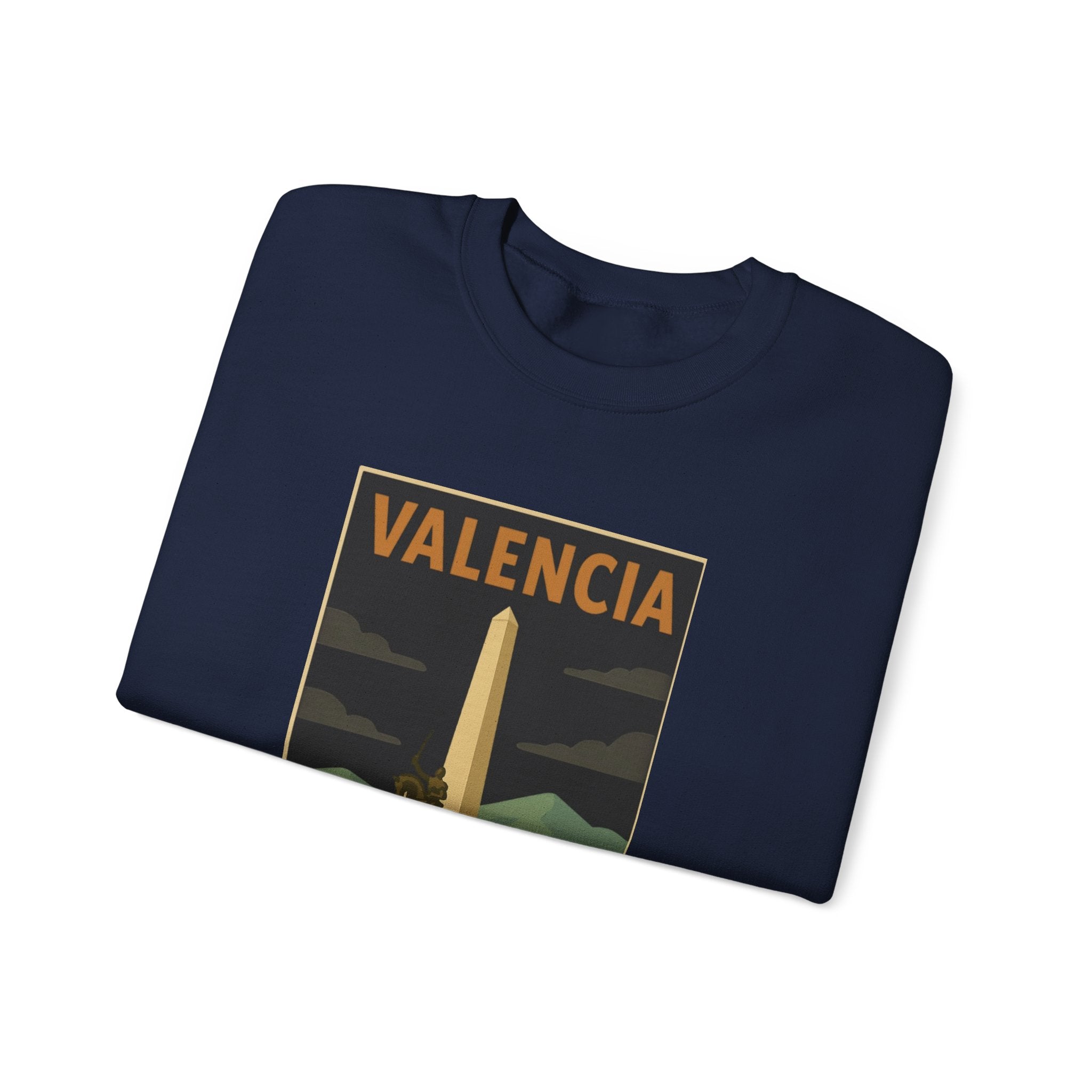 Valencia Monument Crewneck Sweatshirt — Vintage City Landmark Graphic