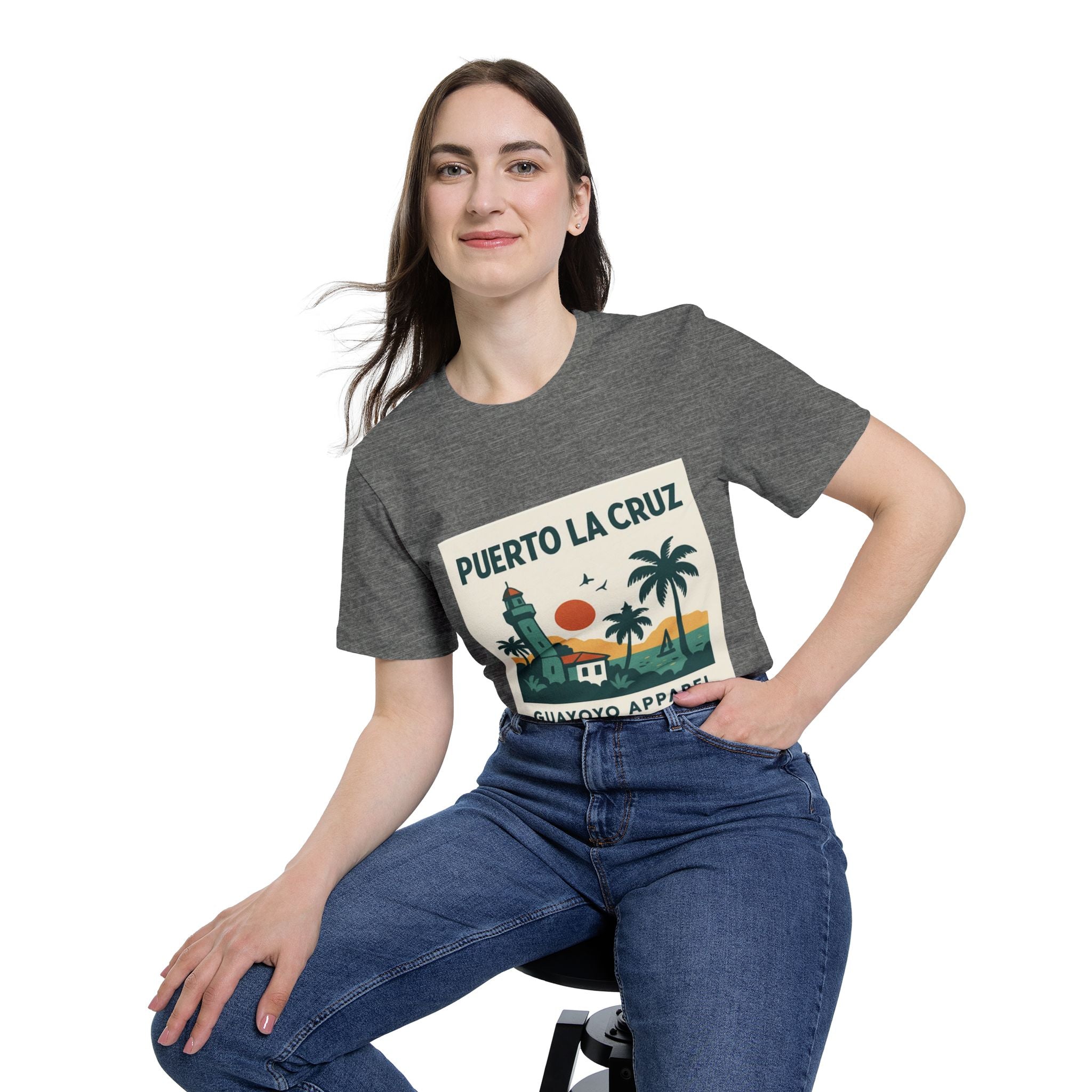Puerto La Cruz Lighthouse T-Shirt — Retro Beach Graphic Tee by Guayoyo Apparel