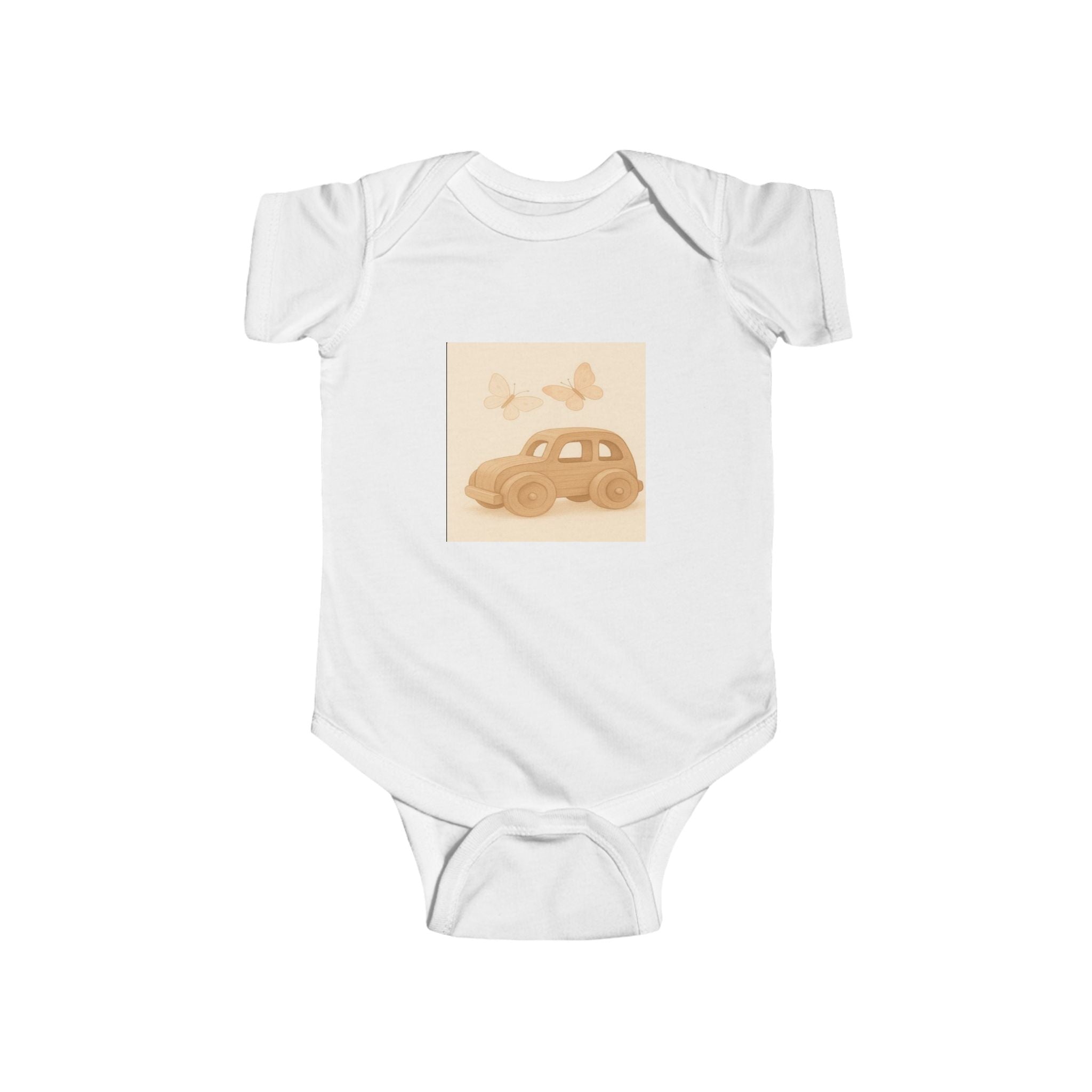 Vintage Car Baby Bodysuit — Retro Beetle & Butterflies Infant Onesie