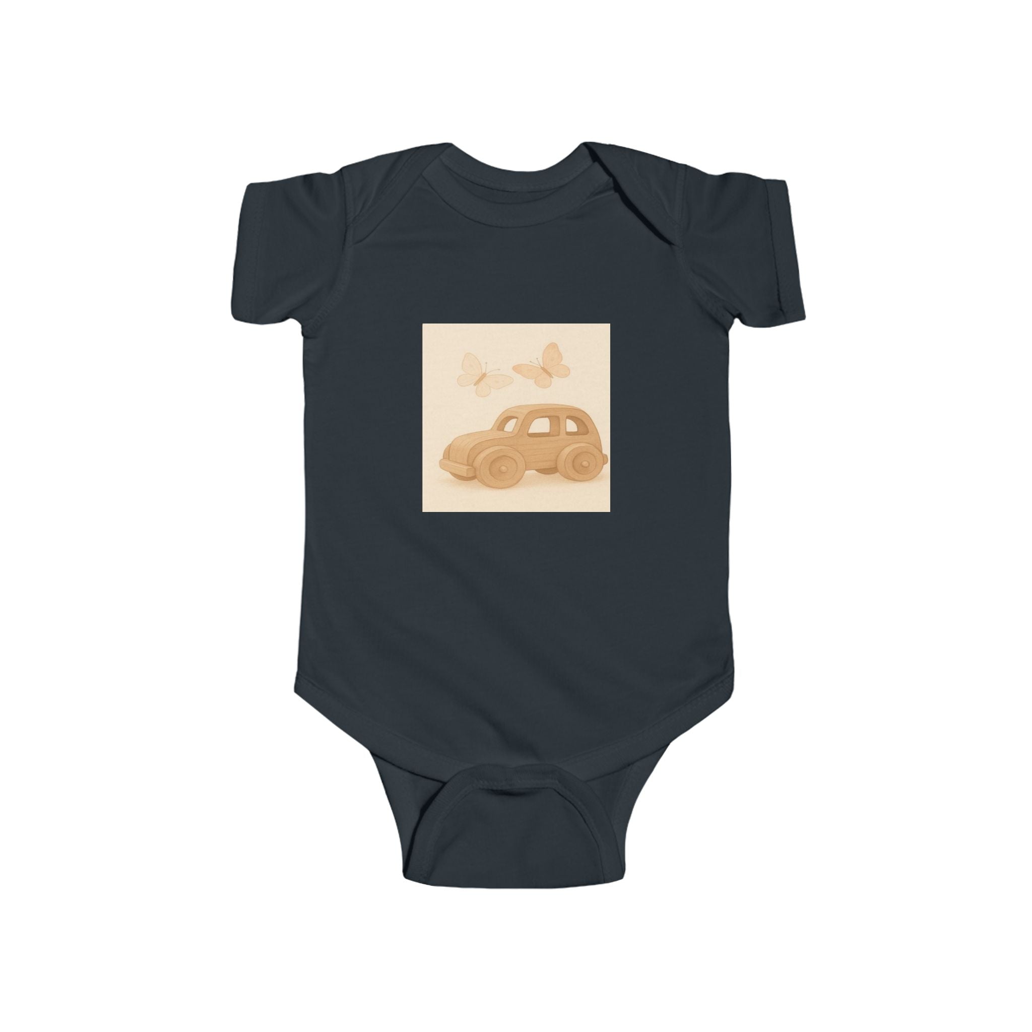 Vintage Car Baby Bodysuit — Retro Beetle & Butterflies Infant Onesie