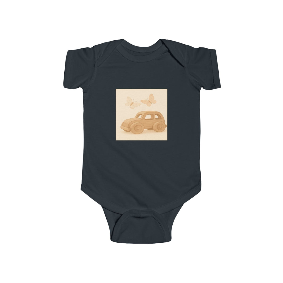 Vintage Car Baby Bodysuit — Retro Beetle & Butterflies Infant Onesie