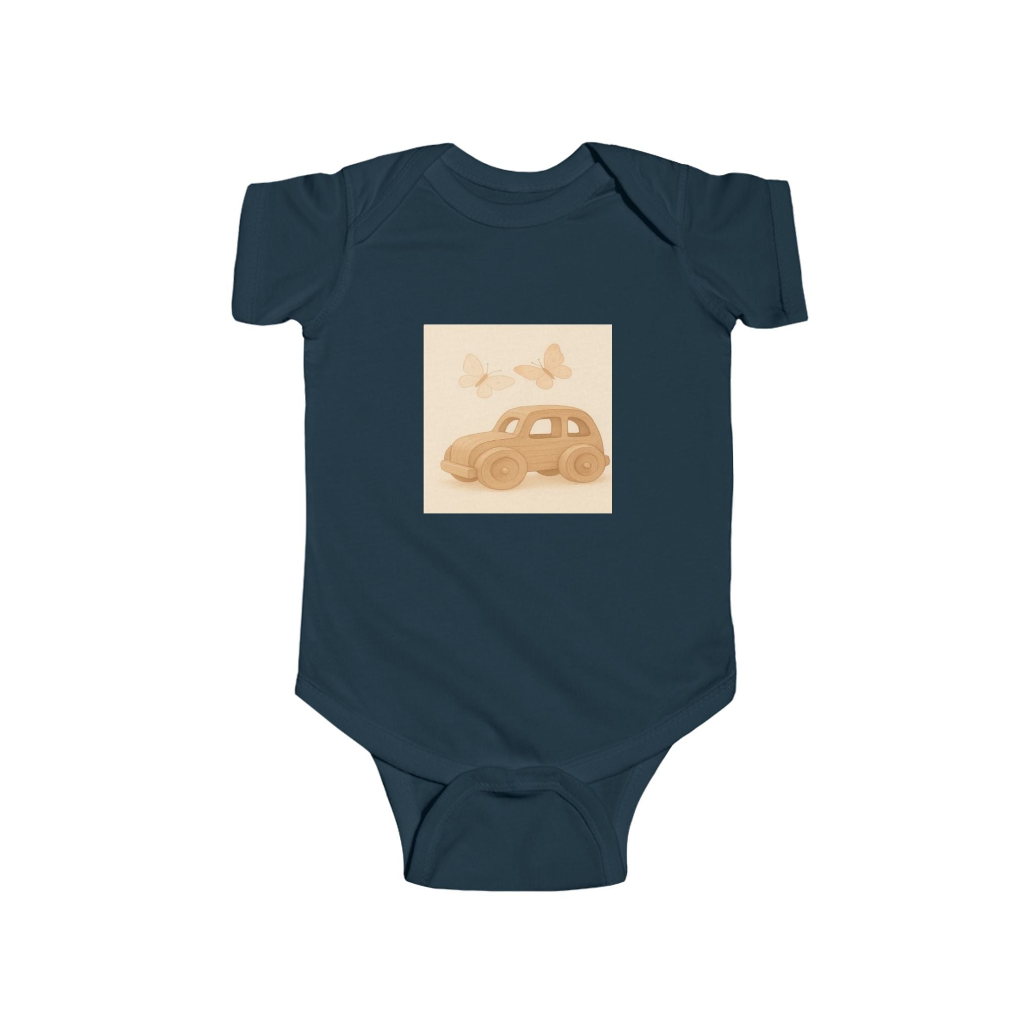 Vintage Car Baby Bodysuit — Retro Beetle & Butterflies Infant Onesie