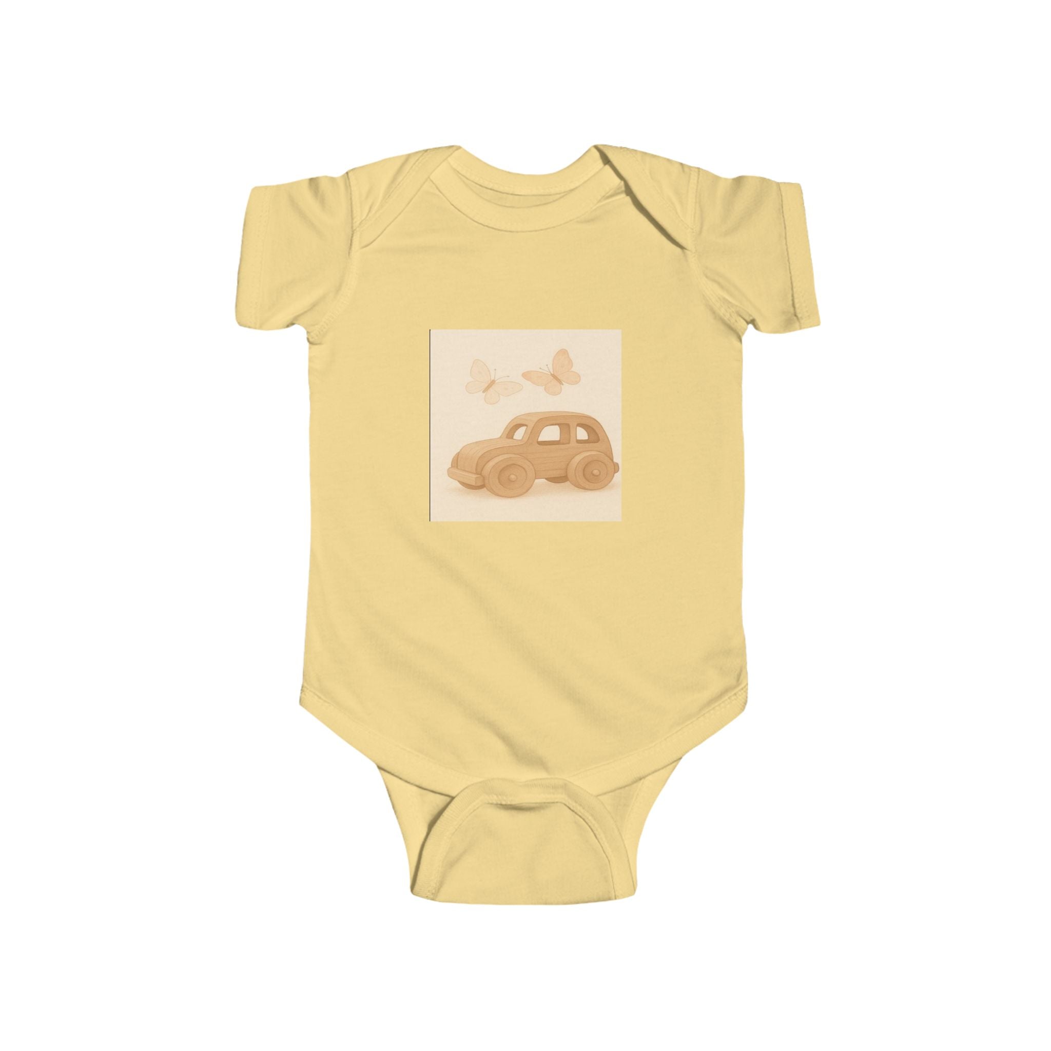 Vintage Car Baby Bodysuit — Retro Beetle & Butterflies Infant Onesie