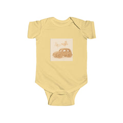 Vintage Car Baby Bodysuit — Retro Beetle & Butterflies Infant Onesie