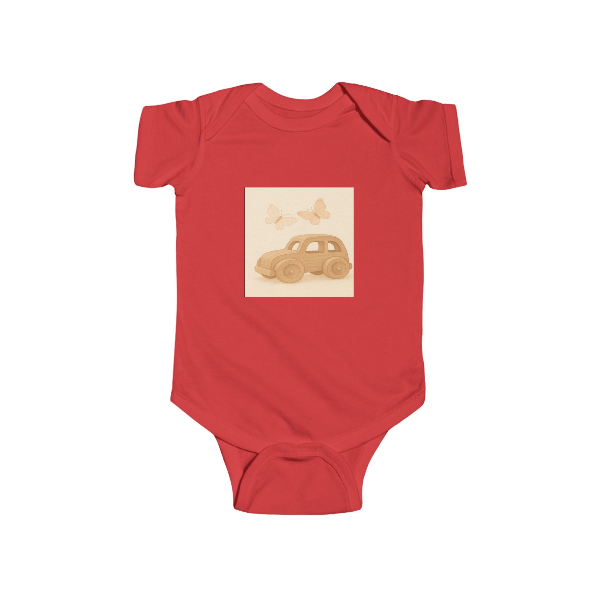 Vintage Car Baby Bodysuit — Retro Beetle & Butterflies Infant Onesie