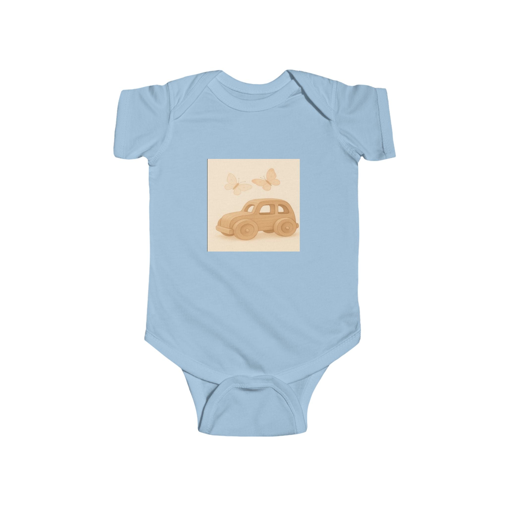 Vintage Car Baby Bodysuit — Retro Beetle & Butterflies Infant Onesie