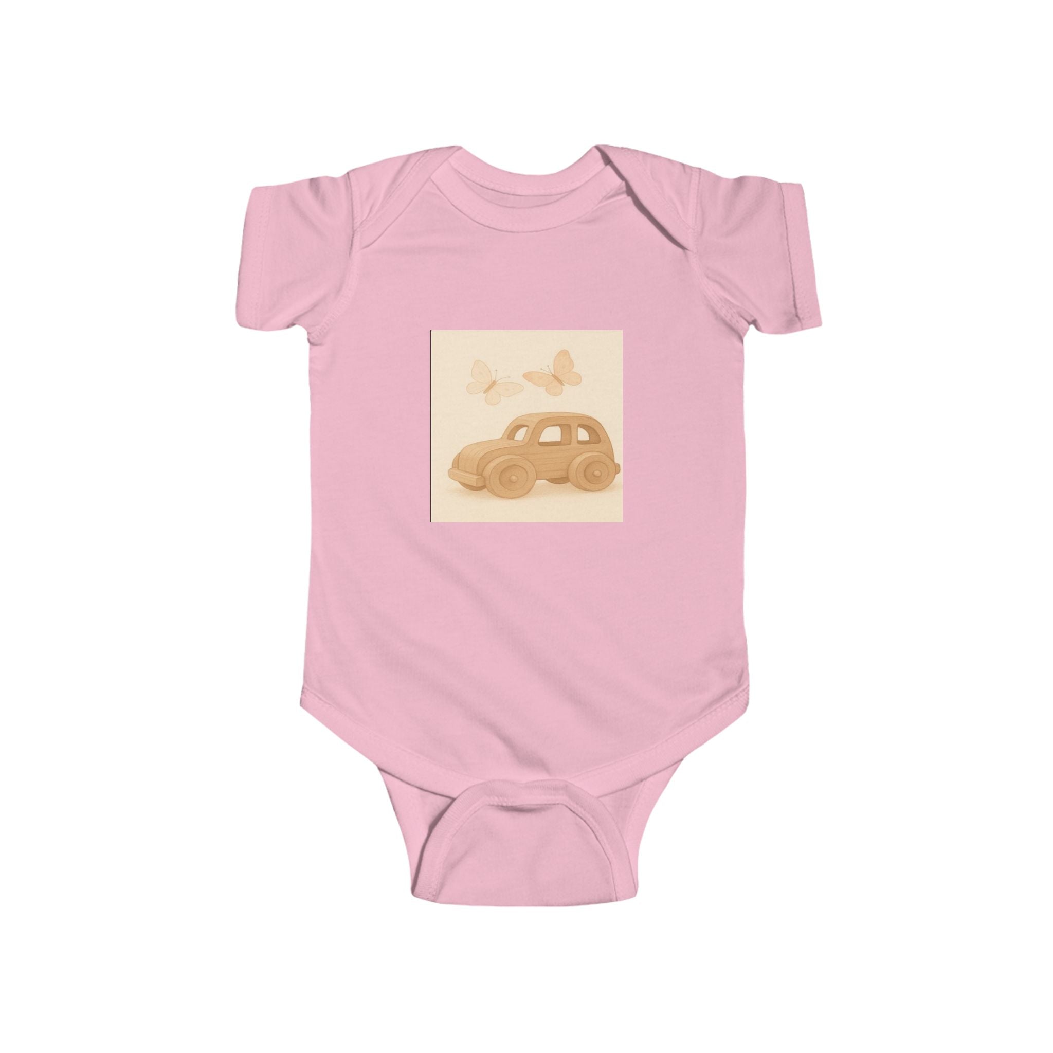 Vintage Car Baby Bodysuit — Retro Beetle & Butterflies Infant Onesie