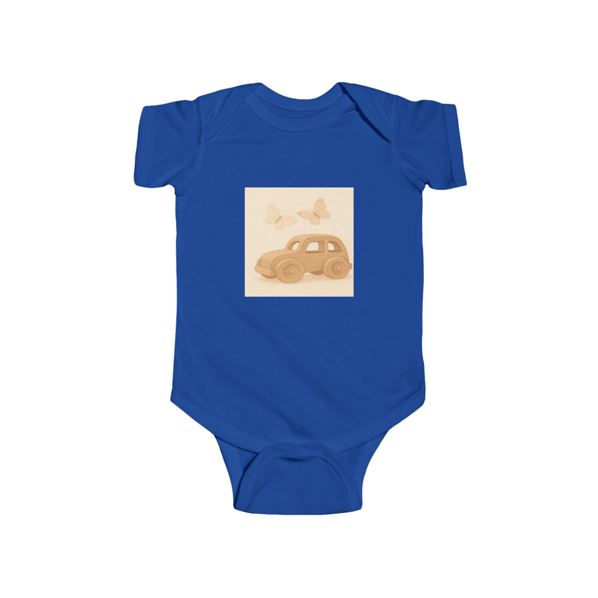 Vintage Car Baby Bodysuit — Retro Beetle & Butterflies Infant Onesie