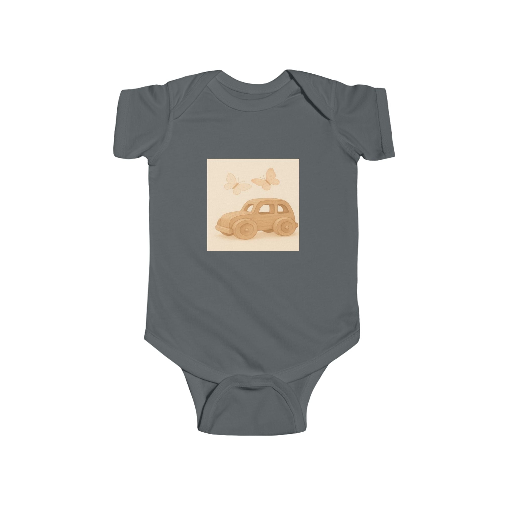 Vintage Car Baby Bodysuit — Retro Beetle & Butterflies Infant Onesie