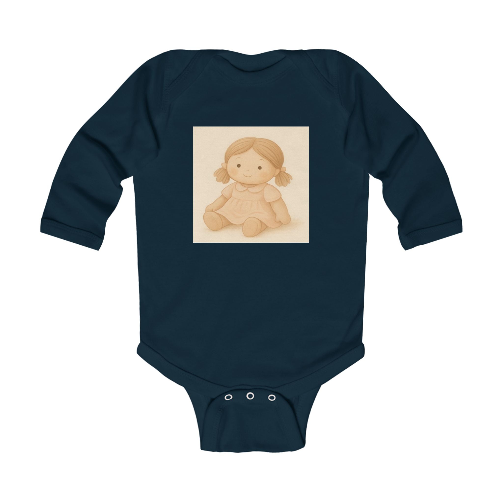 Baby Bodysuit — Vintage Soft Doll Illustration Infant Long Sleeve Onesie