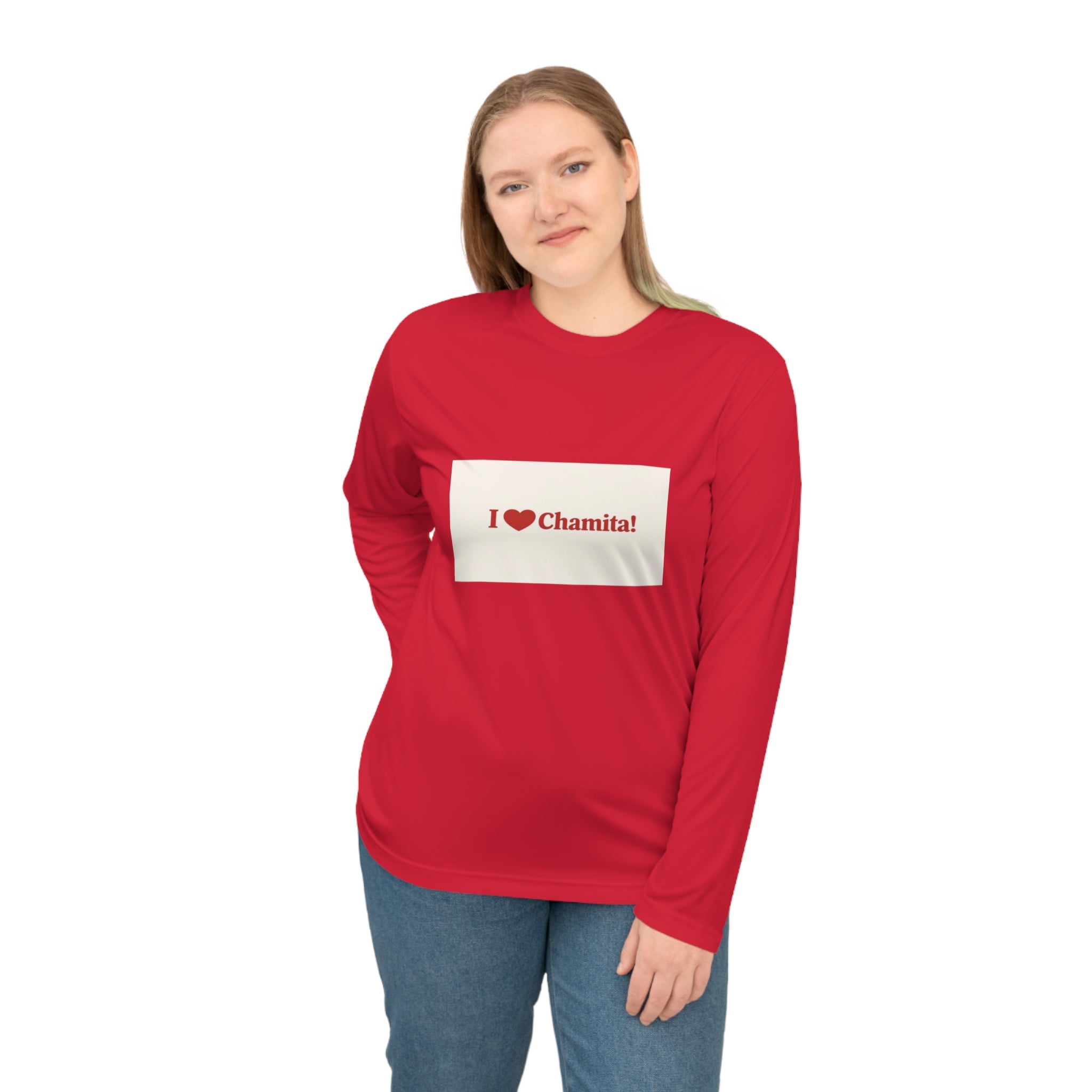 I  Chamita! Performance Long Sleeve Shirt — Cute Spanish Nickname Tee