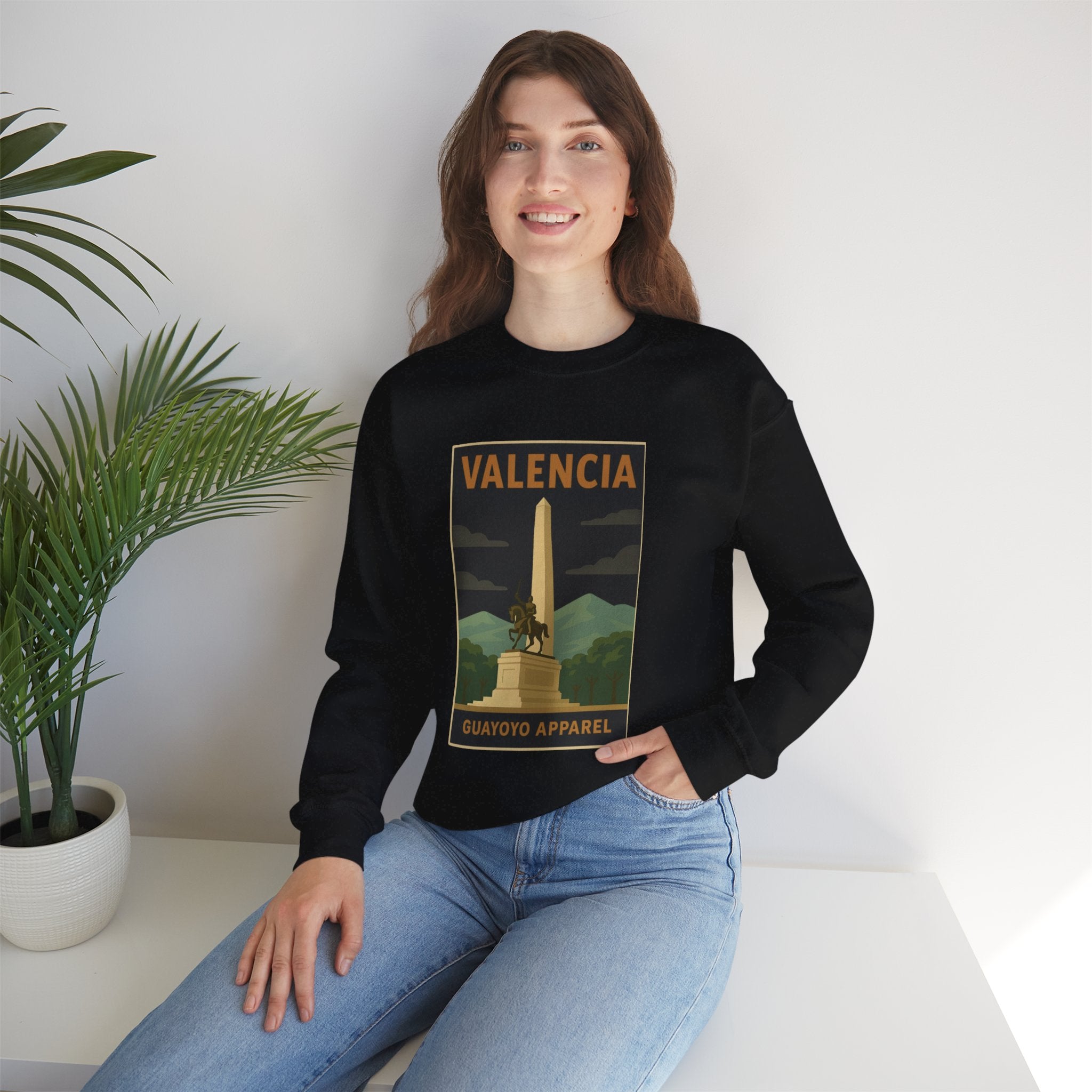 Valencia Monument Crewneck Sweatshirt — Vintage City Landmark Graphic