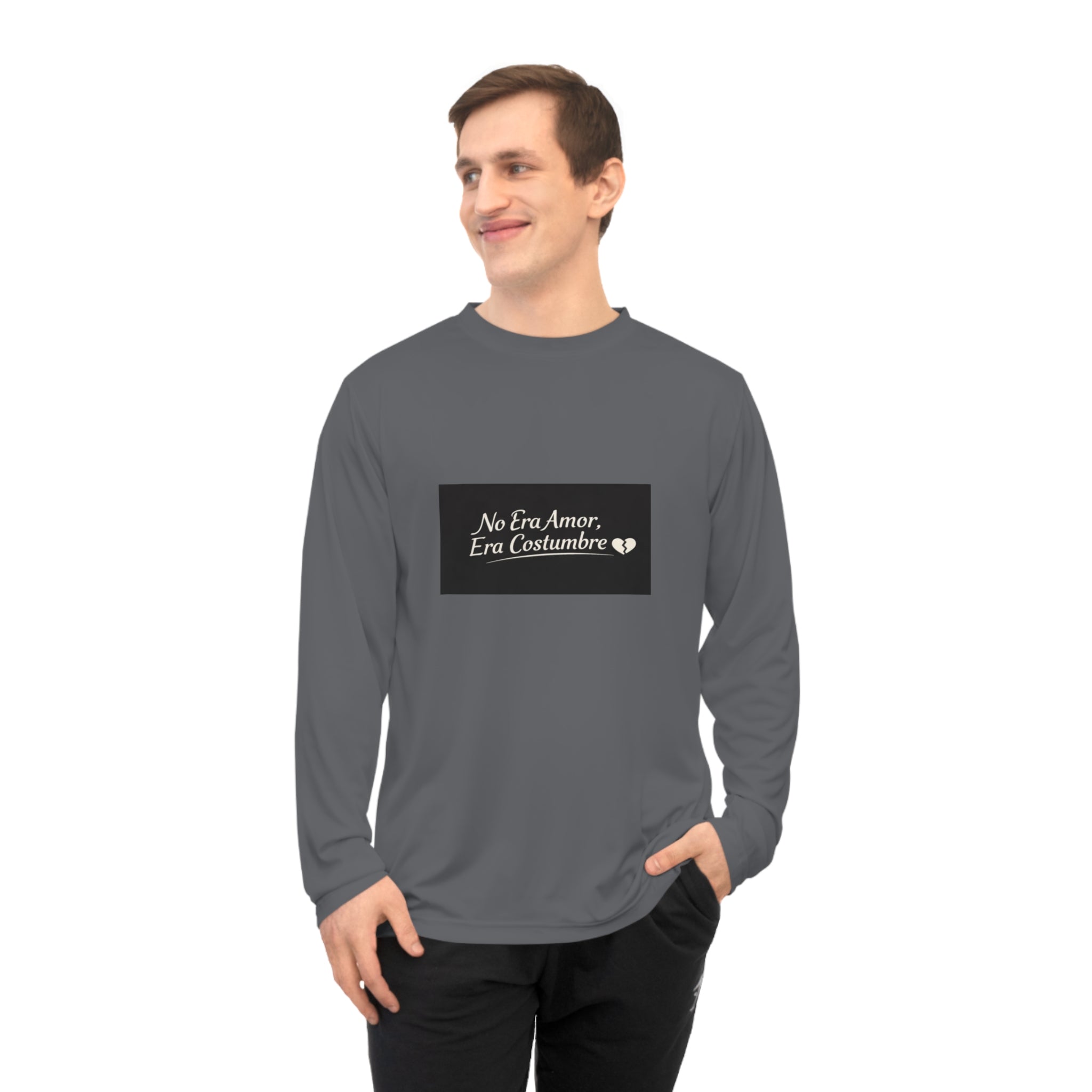 Long Sleeve Shirt — "No Era Amor, Era Costumbre" Minimal Spanish Quote Performance Top