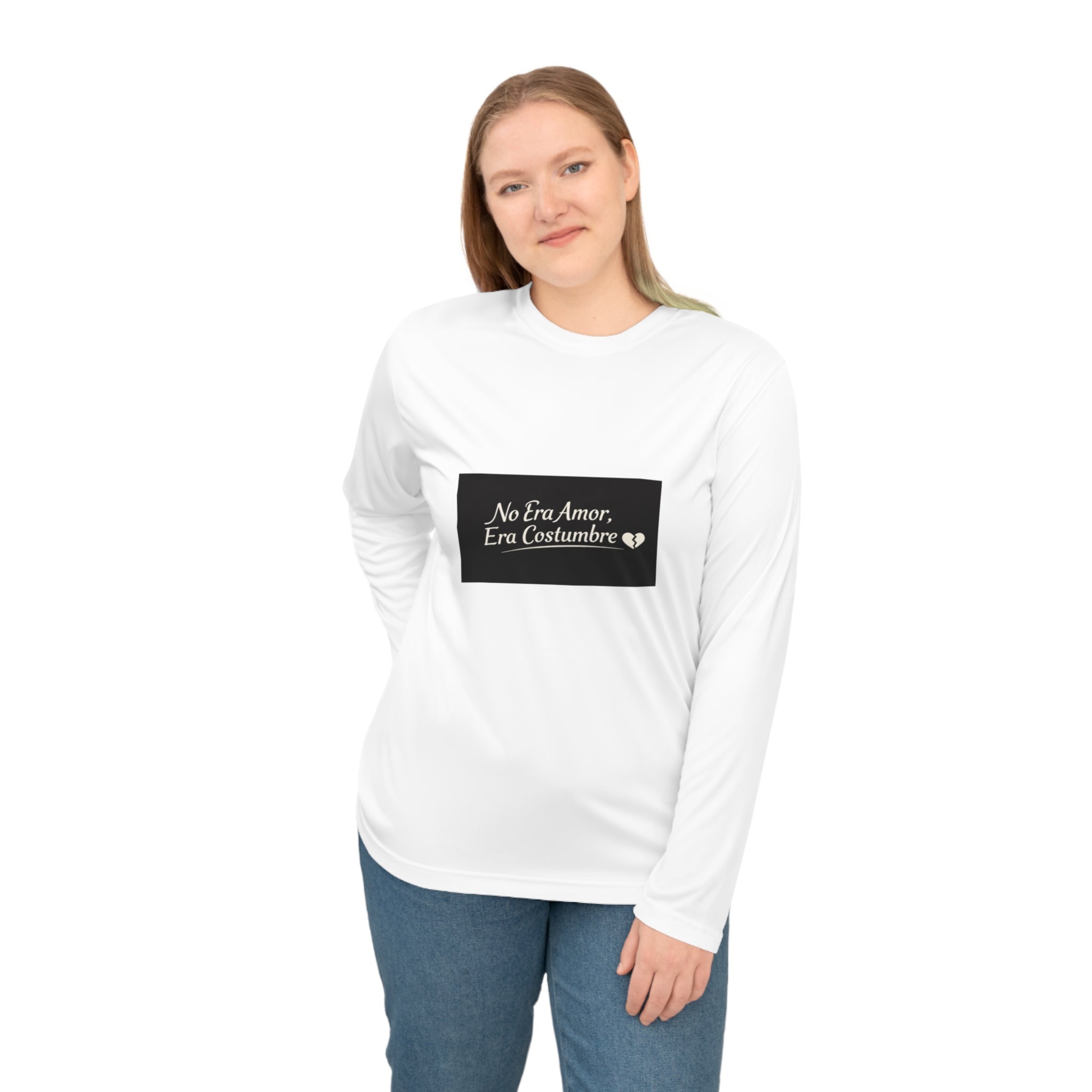 Long Sleeve Shirt — "No Era Amor, Era Costumbre" Minimal Spanish Quote Performance Top