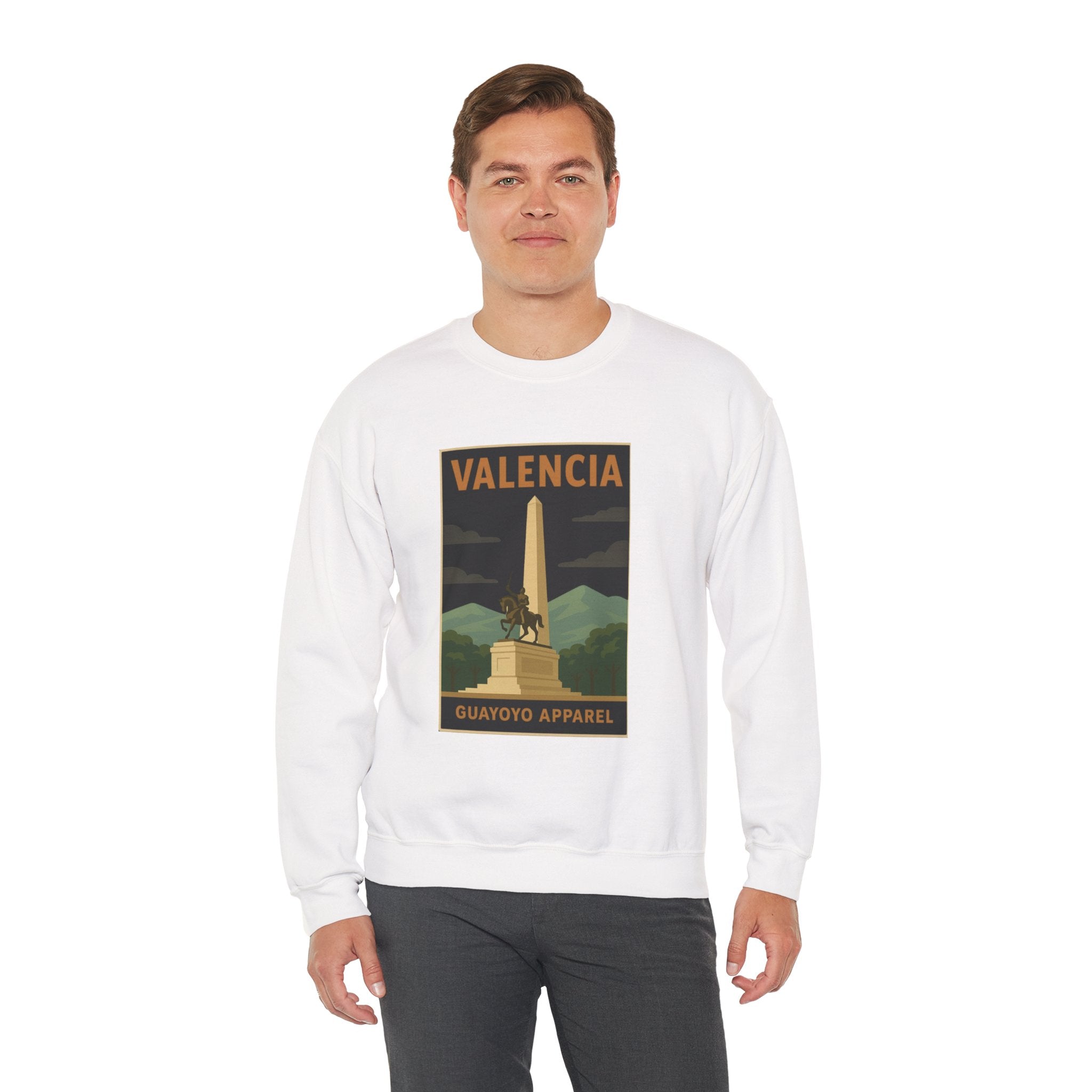 Valencia Monument Crewneck Sweatshirt — Vintage City Landmark Graphic