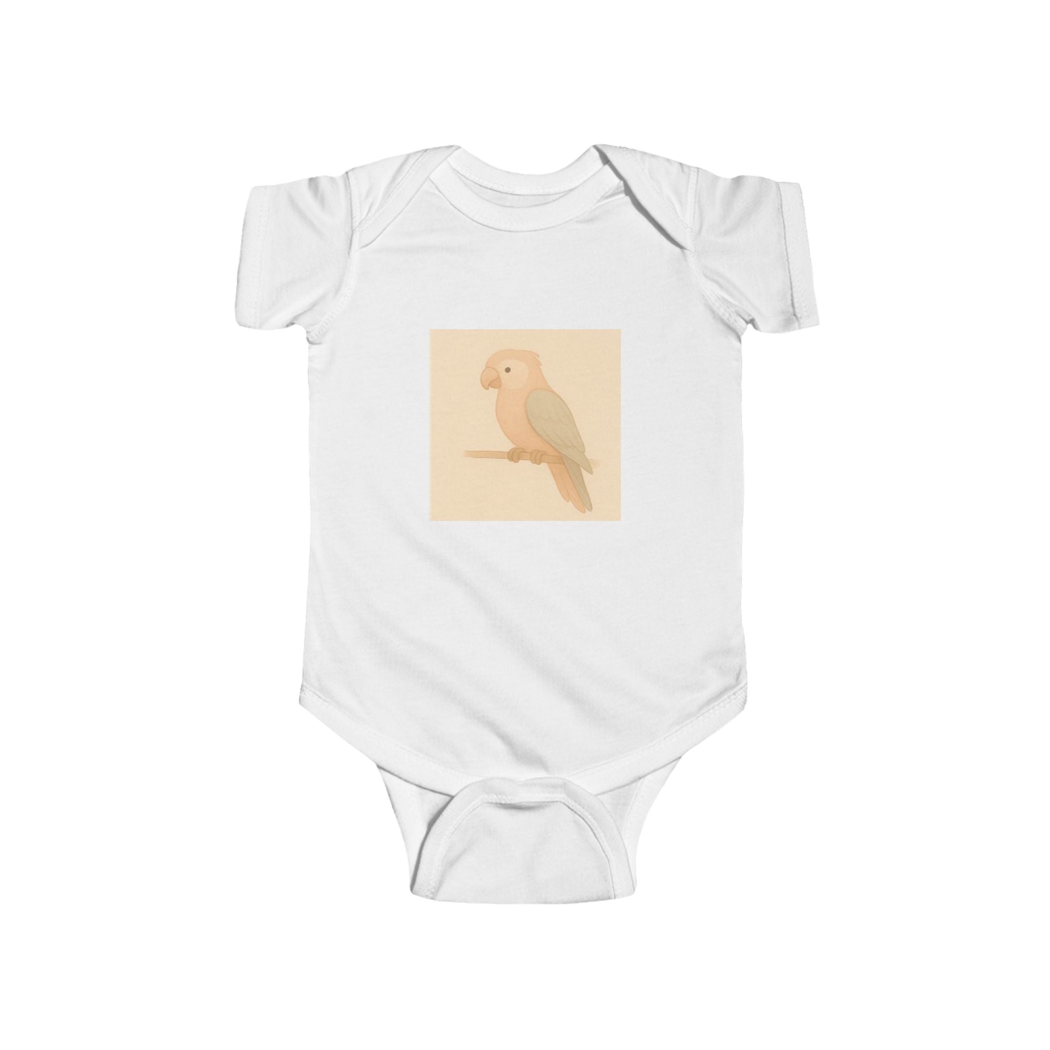 Peach Parakeet Baby Bodysuit — Cute Pastel Bird Infant Onesie