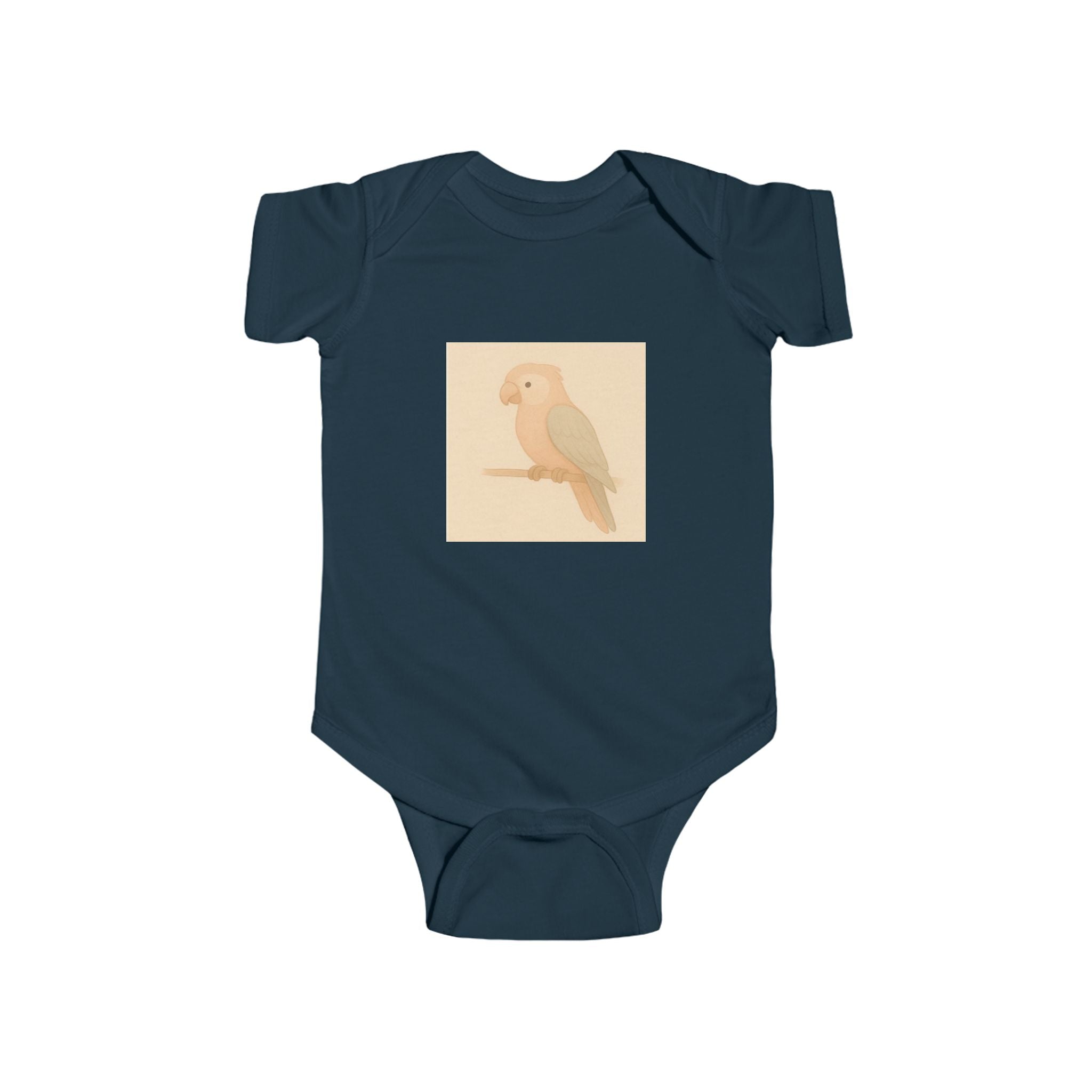 Peach Parakeet Baby Bodysuit — Cute Pastel Bird Infant Onesie