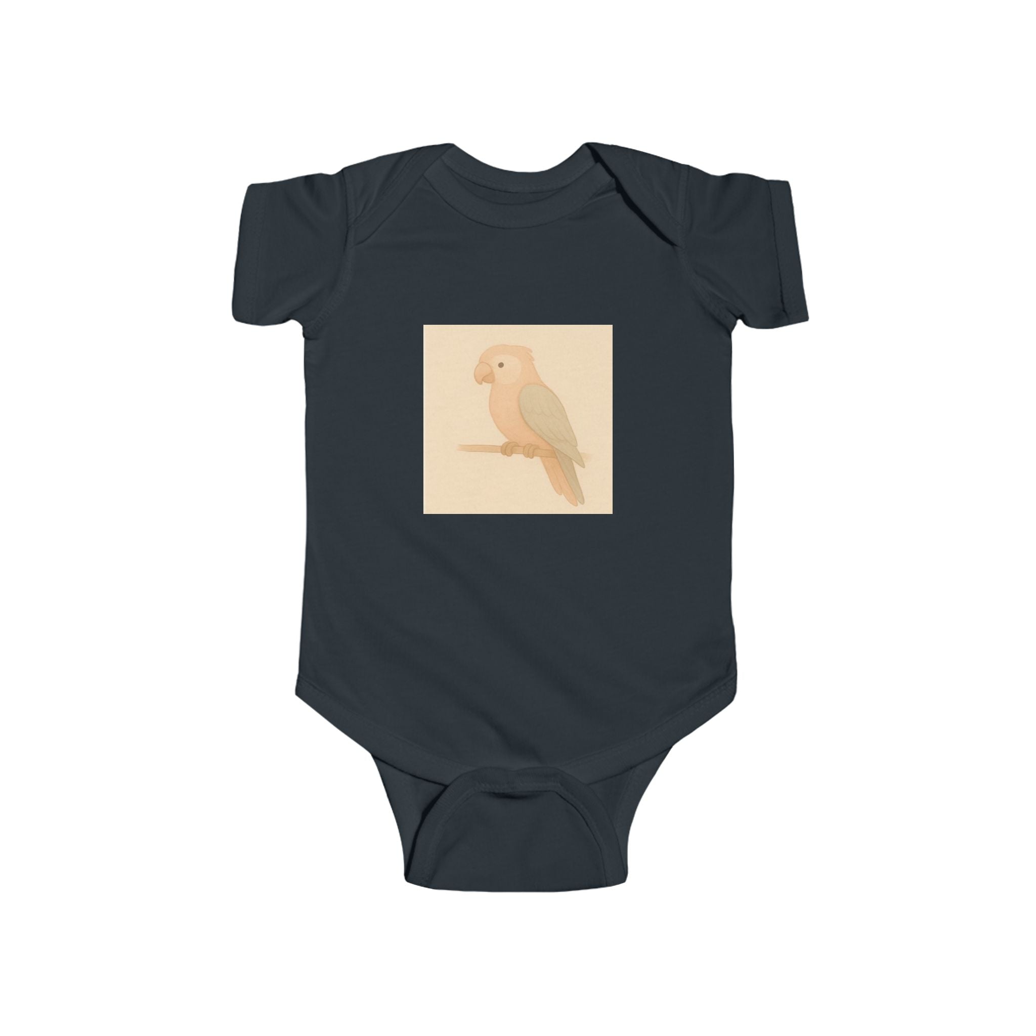 Peach Parakeet Baby Bodysuit — Cute Pastel Bird Infant Onesie