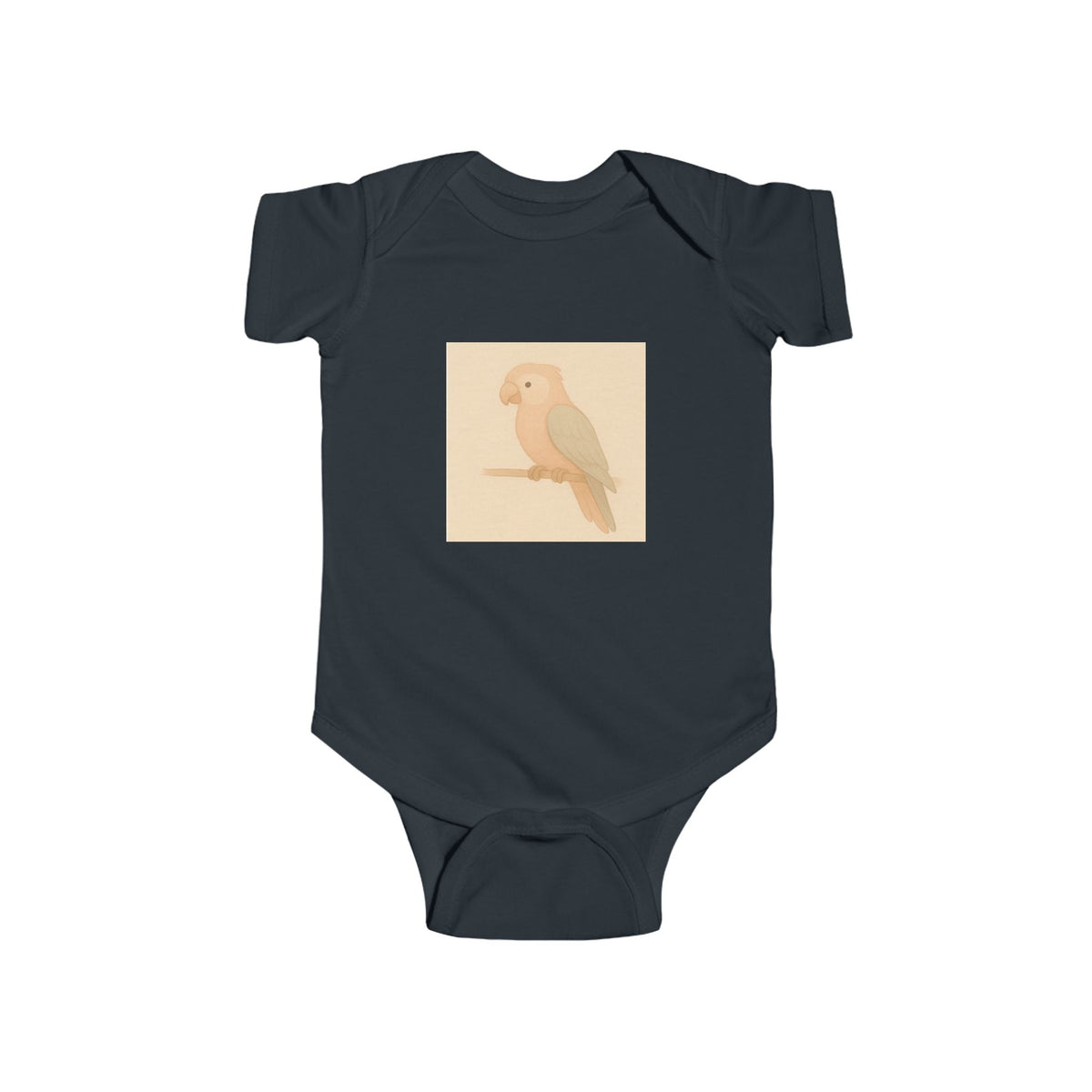 Peach Parakeet Baby Bodysuit — Cute Pastel Bird Infant Onesie