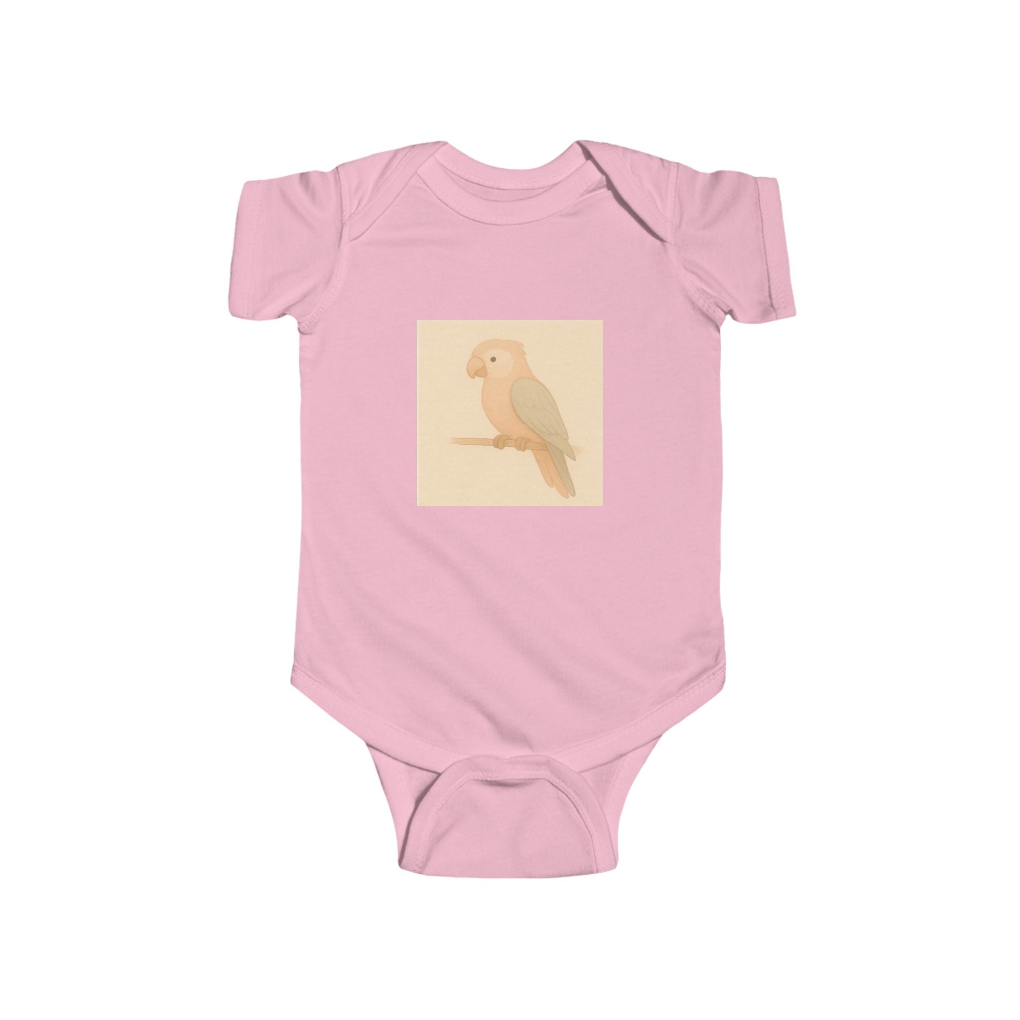 Peach Parakeet Baby Bodysuit — Cute Pastel Bird Infant Onesie