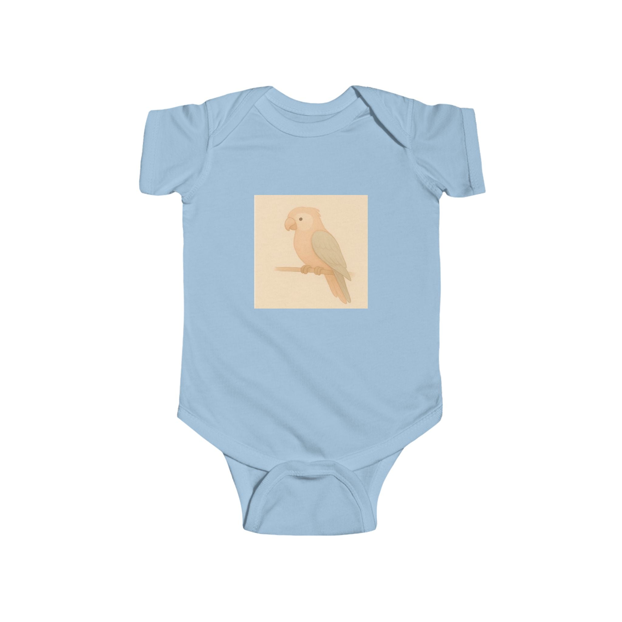 Peach Parakeet Baby Bodysuit — Cute Pastel Bird Infant Onesie