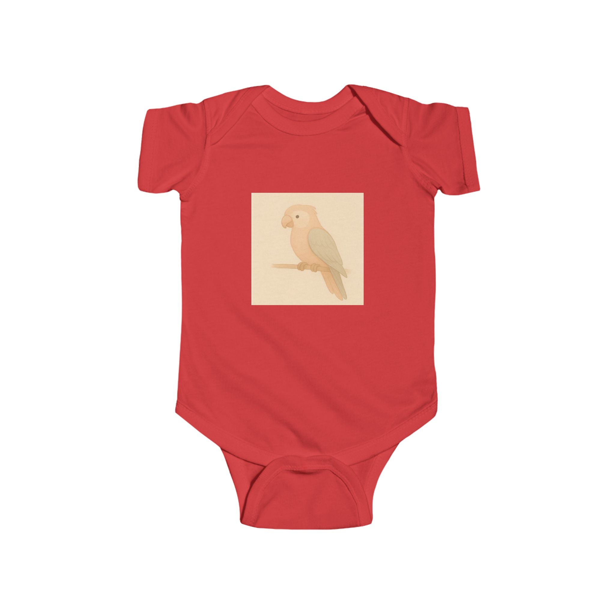 Peach Parakeet Baby Bodysuit — Cute Pastel Bird Infant Onesie