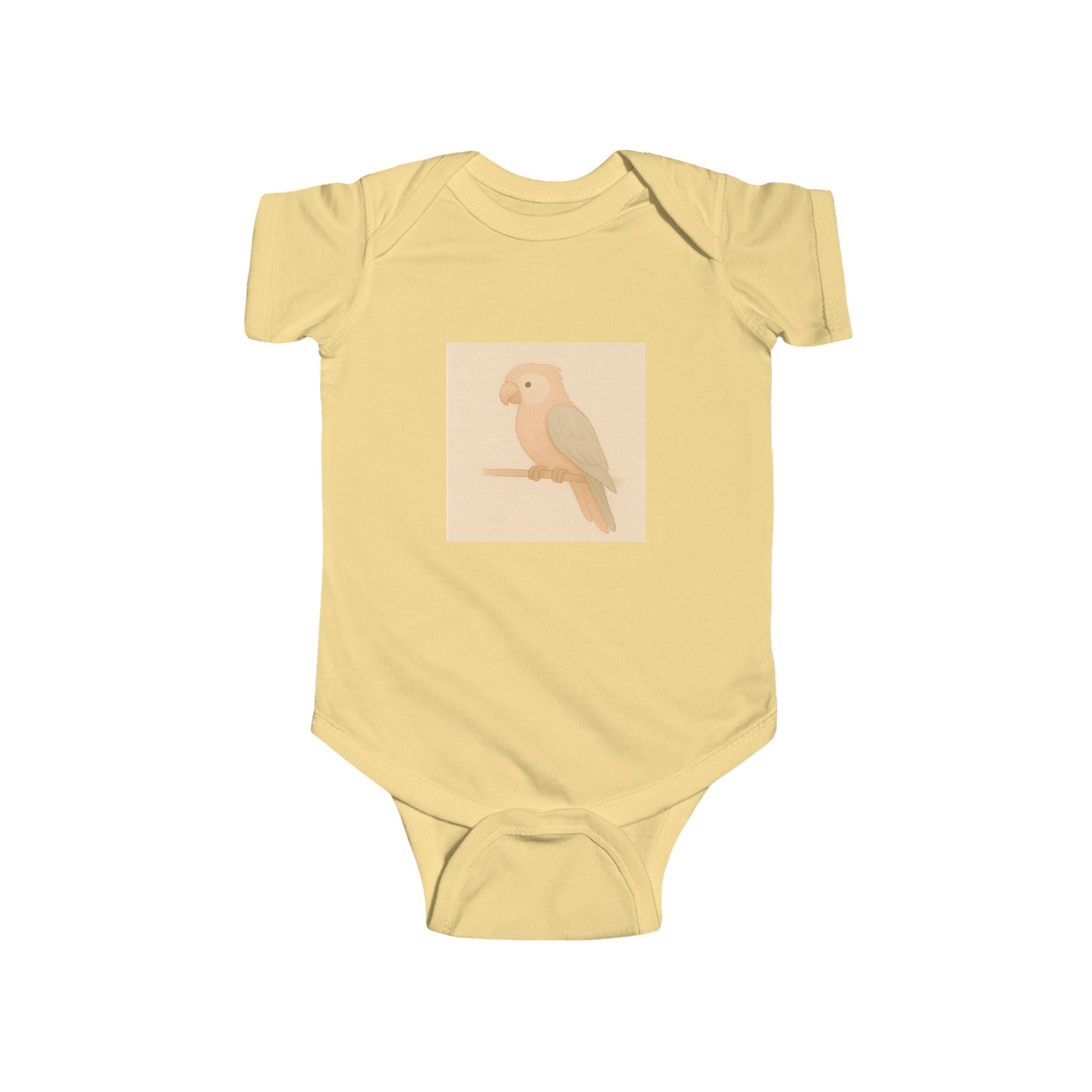 Peach Parakeet Baby Bodysuit — Cute Pastel Bird Infant Onesie