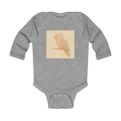 Baby Bodysuit with Cute Pastel Parrot Illustration — Long Sleeve Infant Onesie