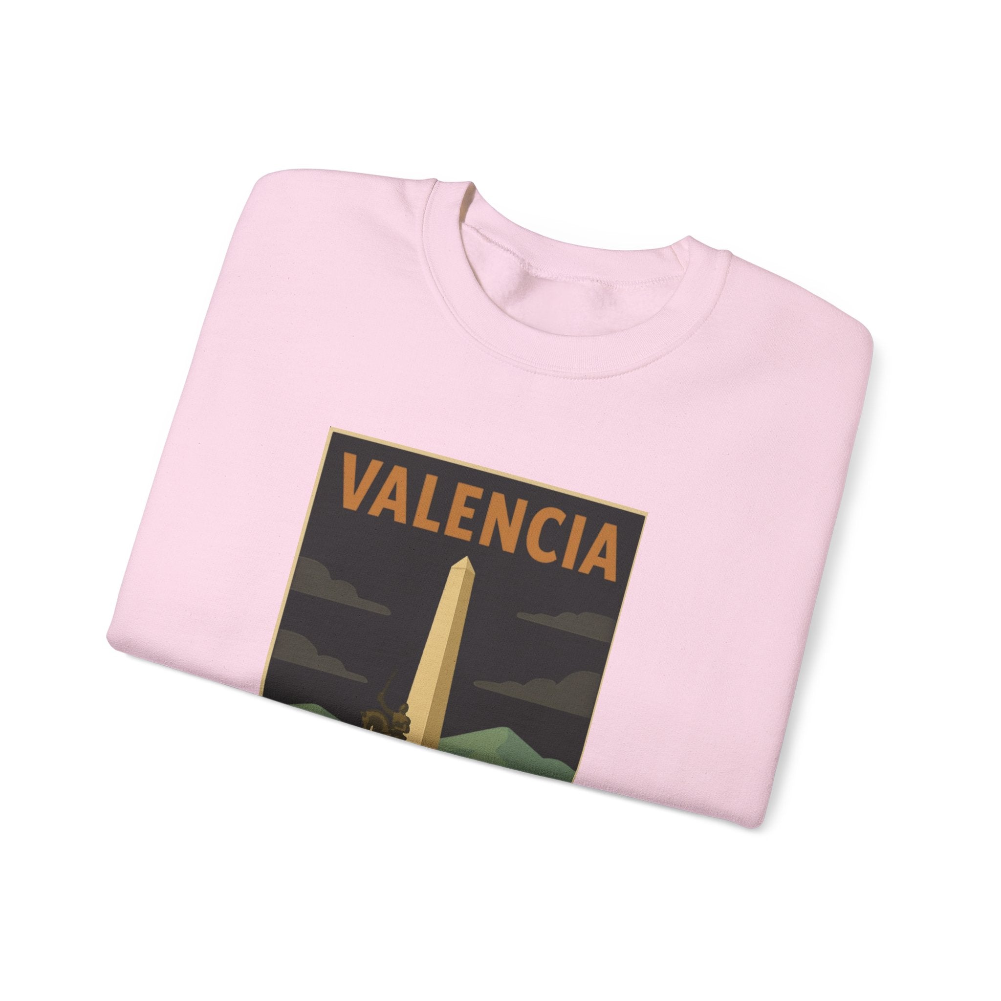 Valencia Monument Crewneck Sweatshirt — Vintage City Landmark Graphic