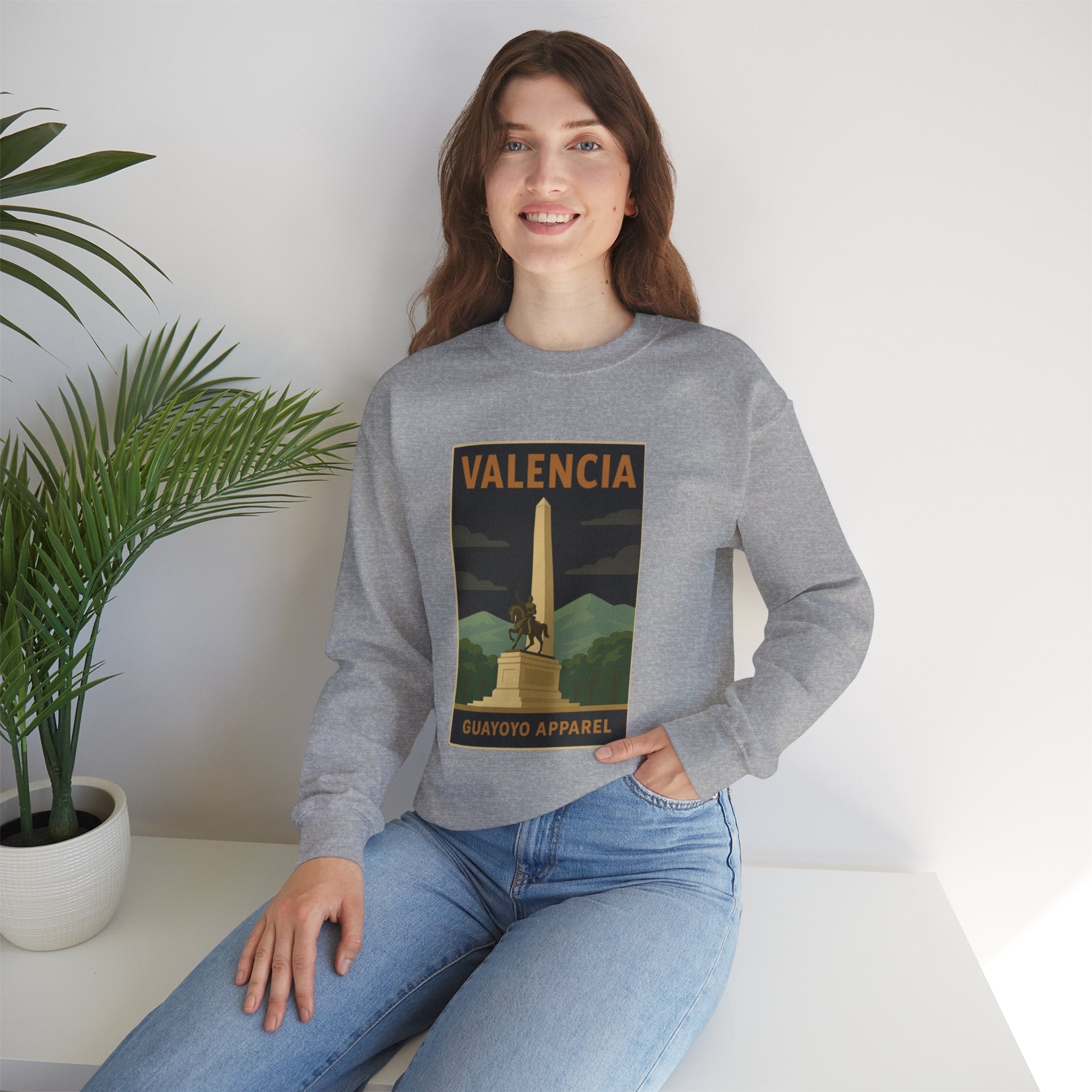 Valencia Monument Crewneck Sweatshirt — Vintage City Landmark Graphic