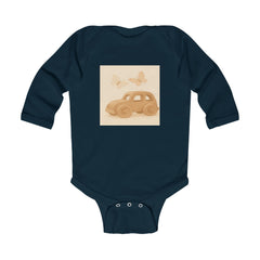 Infant Bodysuit with Vintage Car & Butterflies — Neutral Baby Shower Gift