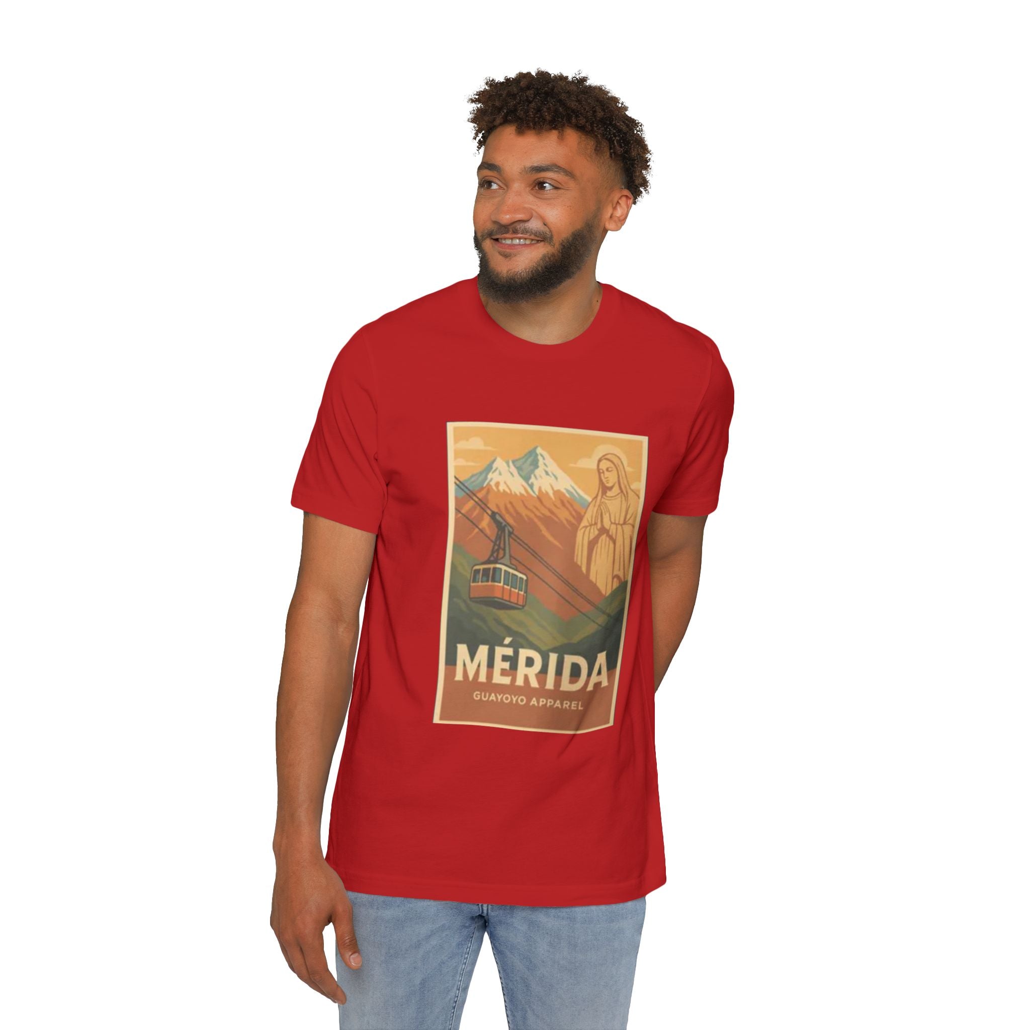 Mérida Vintage Travel T-Shirt — Cable Car & Mountain Poster Tee