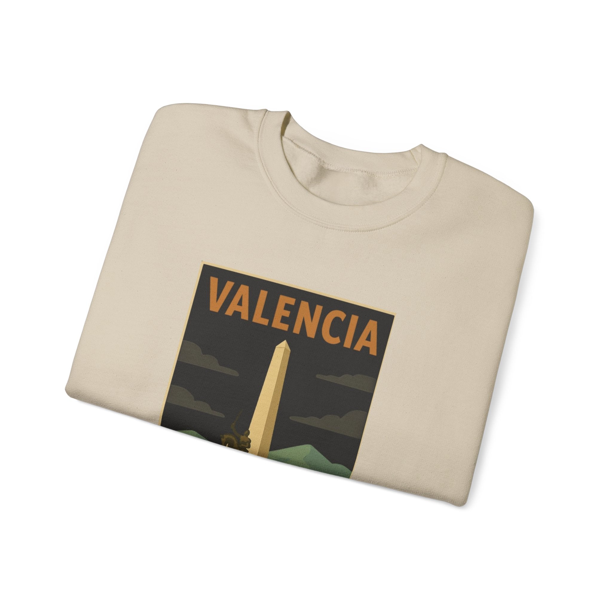 Valencia Monument Crewneck Sweatshirt — Vintage City Landmark Graphic
