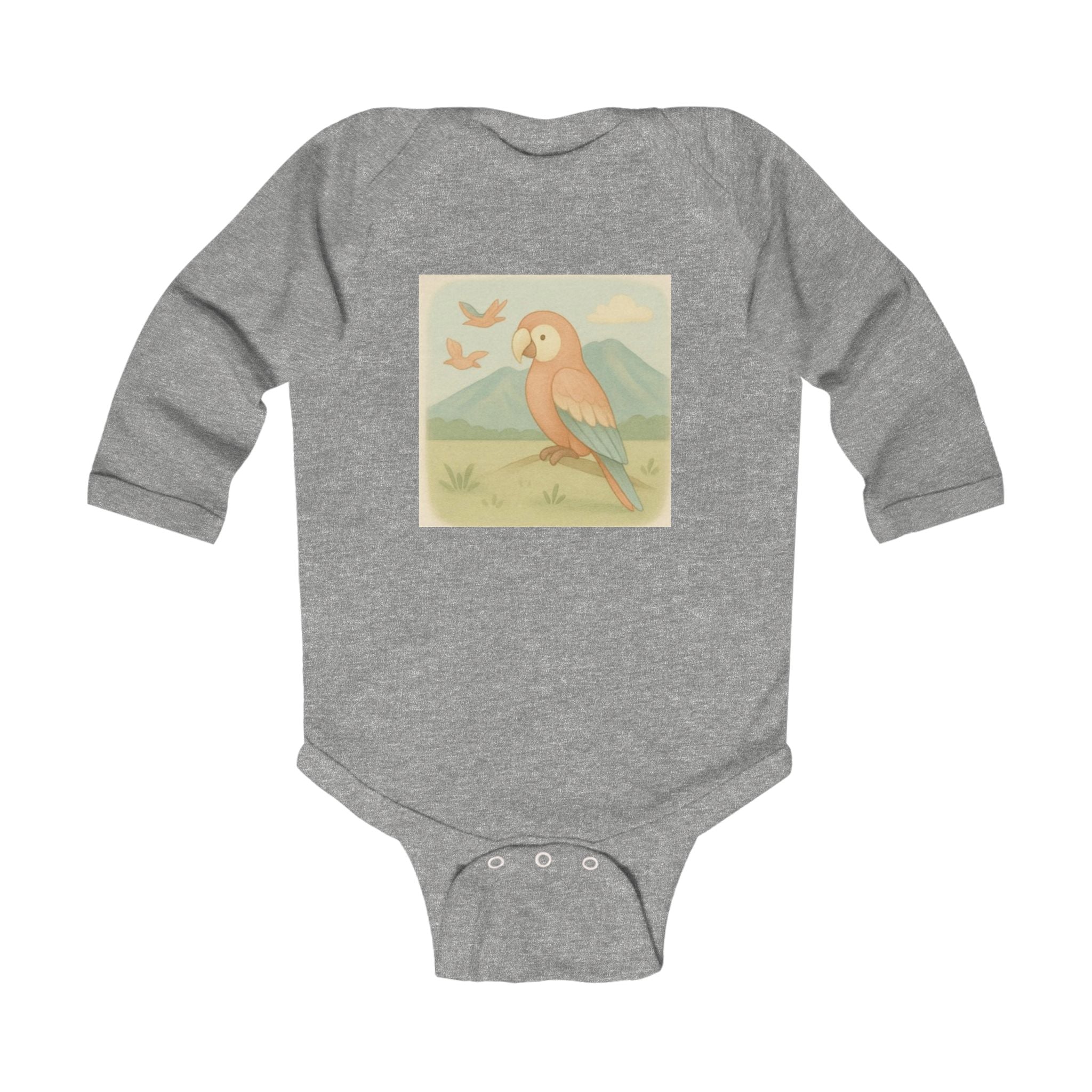 Infant Bodysuit — Vintage Parrot Nursery Long-Sleeve Baby Onesie