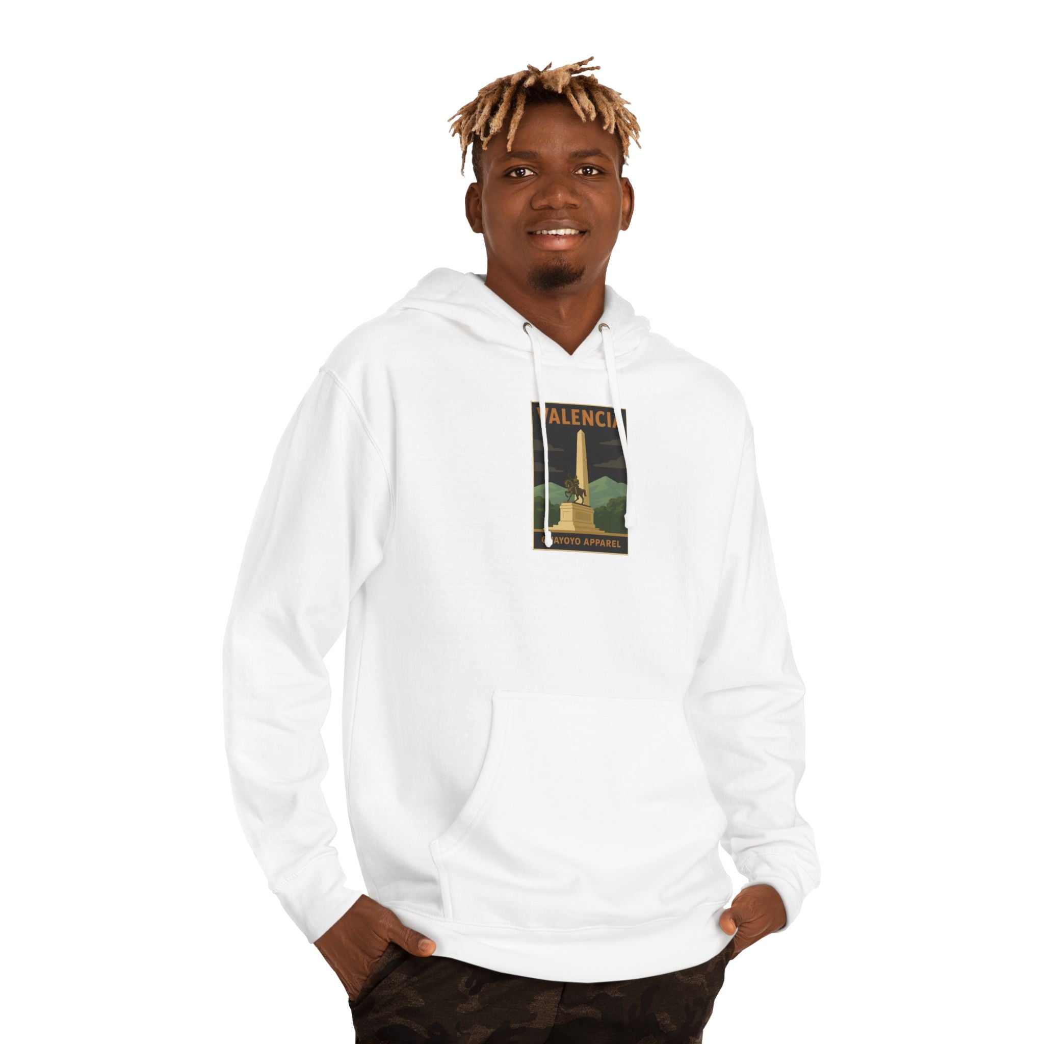 Valencia Vintage Travel Hoodie — Retro Palm & Monument Graphic