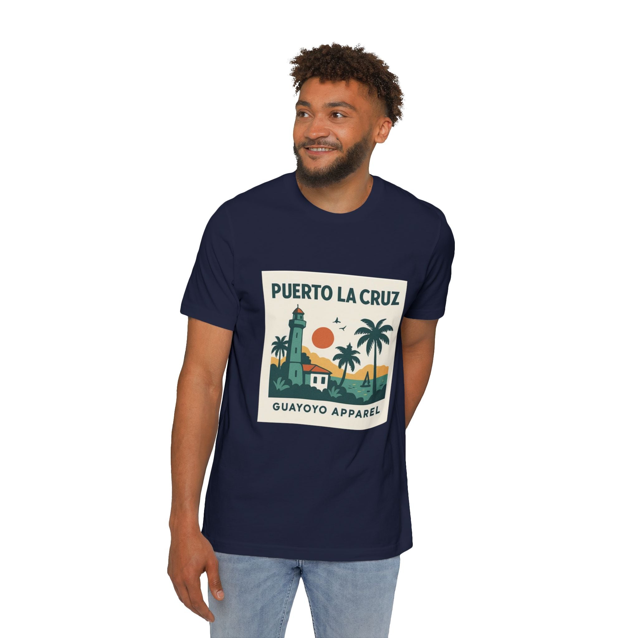 Puerto La Cruz Lighthouse T-Shirt — Retro Beach Graphic Tee by Guayoyo Apparel