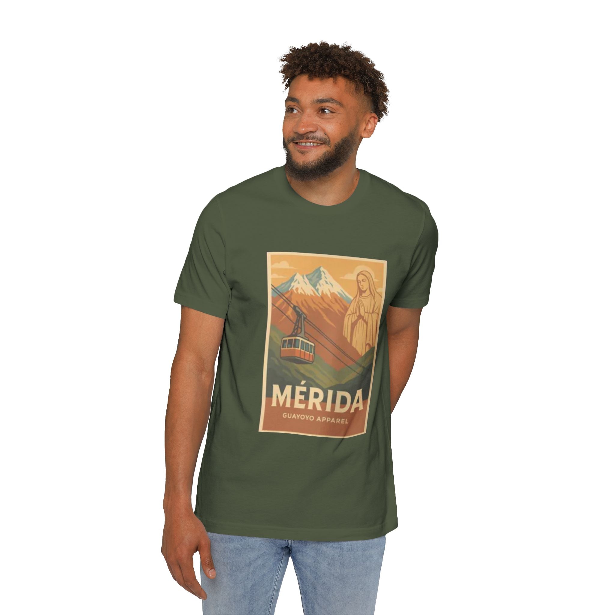 Mérida Vintage Travel T-Shirt — Cable Car & Mountain Poster Tee