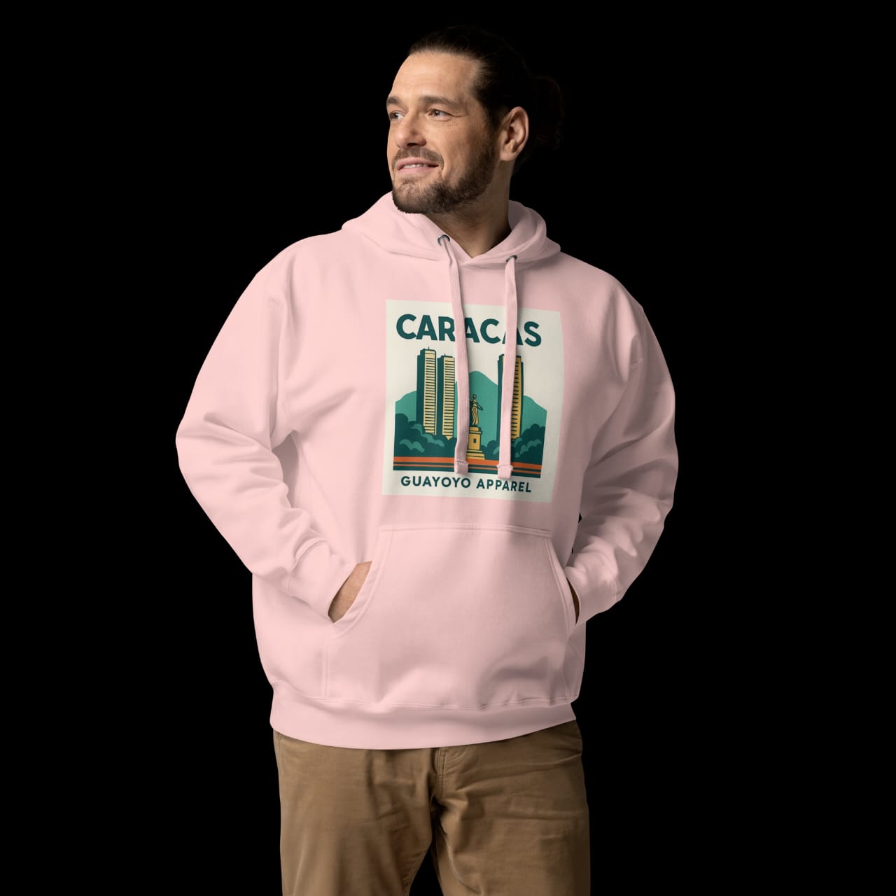 Caracas Skyline Hoodie – Guayoyo Apparel Brown pink